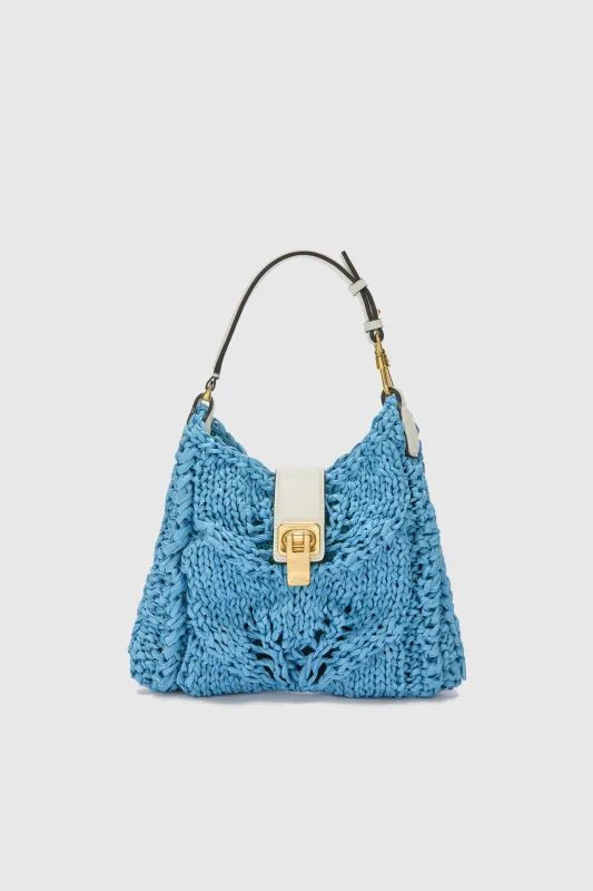 Mini powder blue hobo bag made by Ermanno Scervino