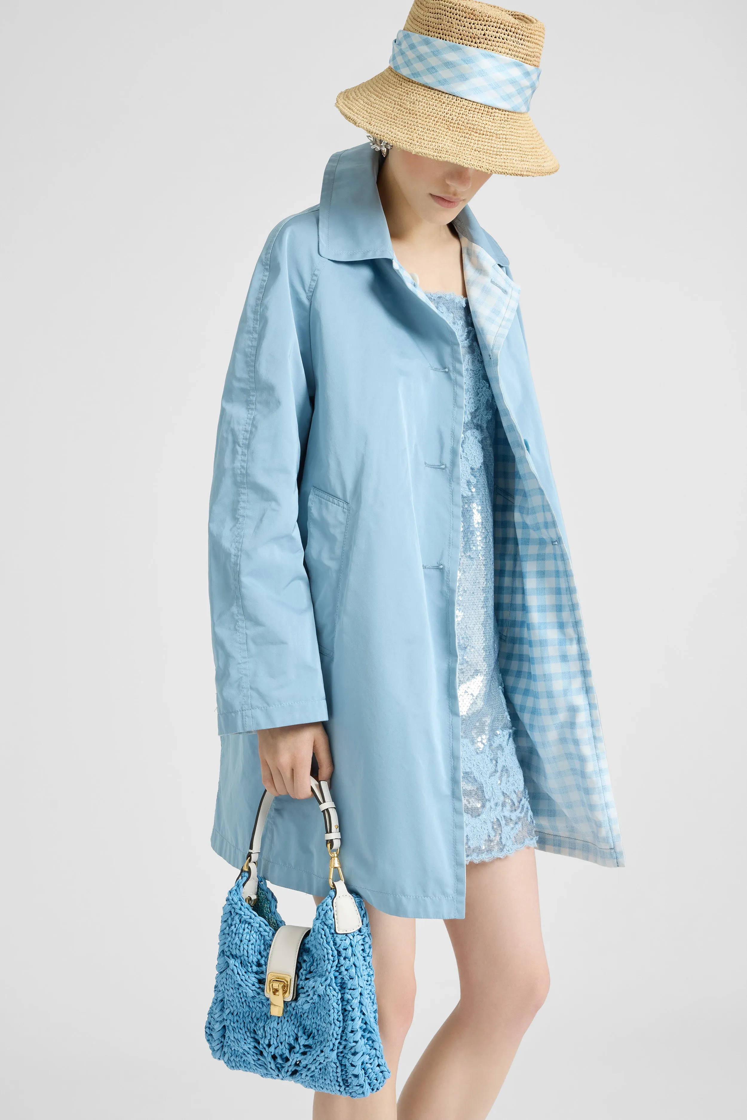 Mini hobo bag in powder blue raffia sold by Ermanno Scervino product image thumbnail 2