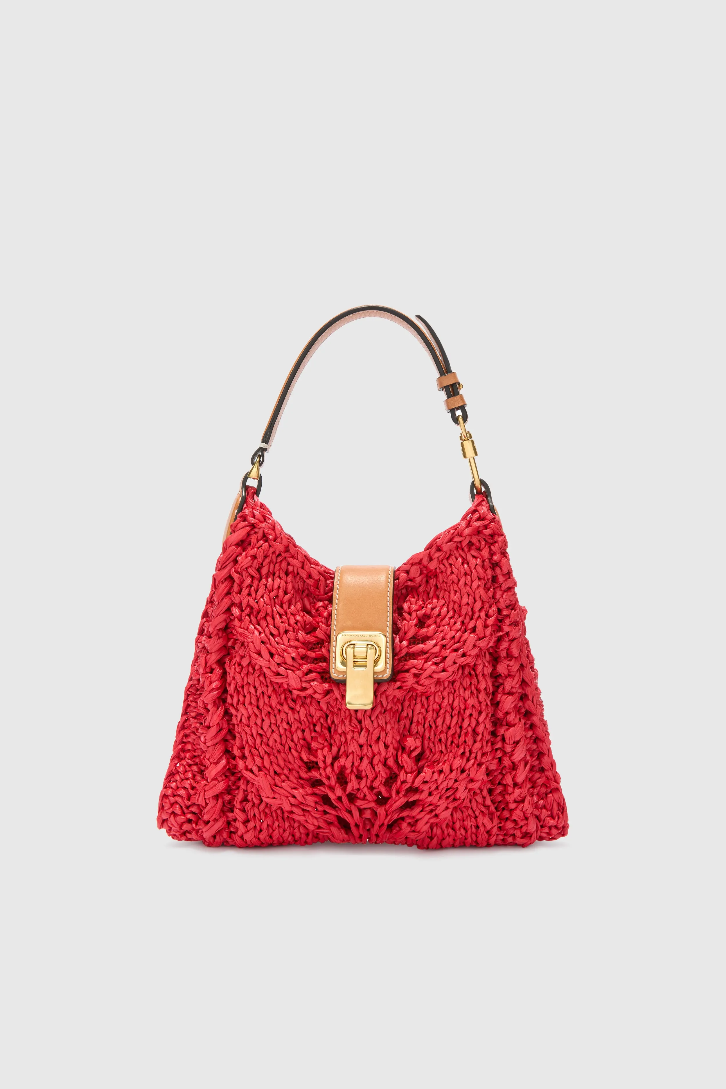 Mini hobo bag in red raffia sold by Ermanno Scervino