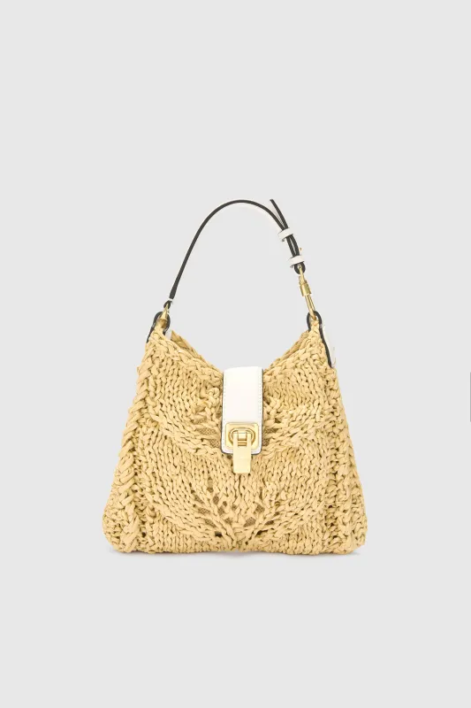 Mini hobo bag in natural raffia made by Ermanno Scervino