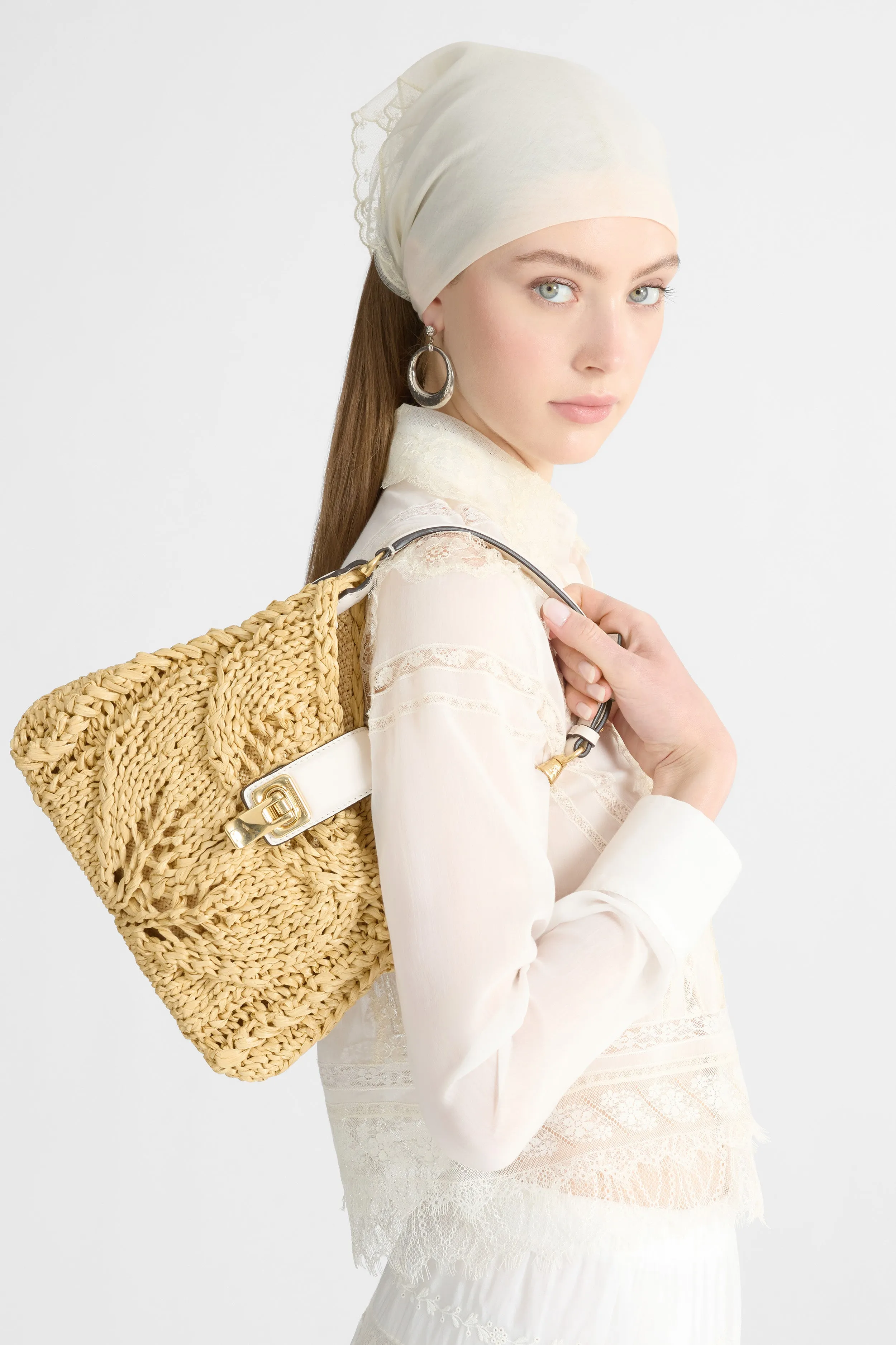 Mini hobo bag in natural raffia sold by Ermanno Scervino product image thumbnail 2