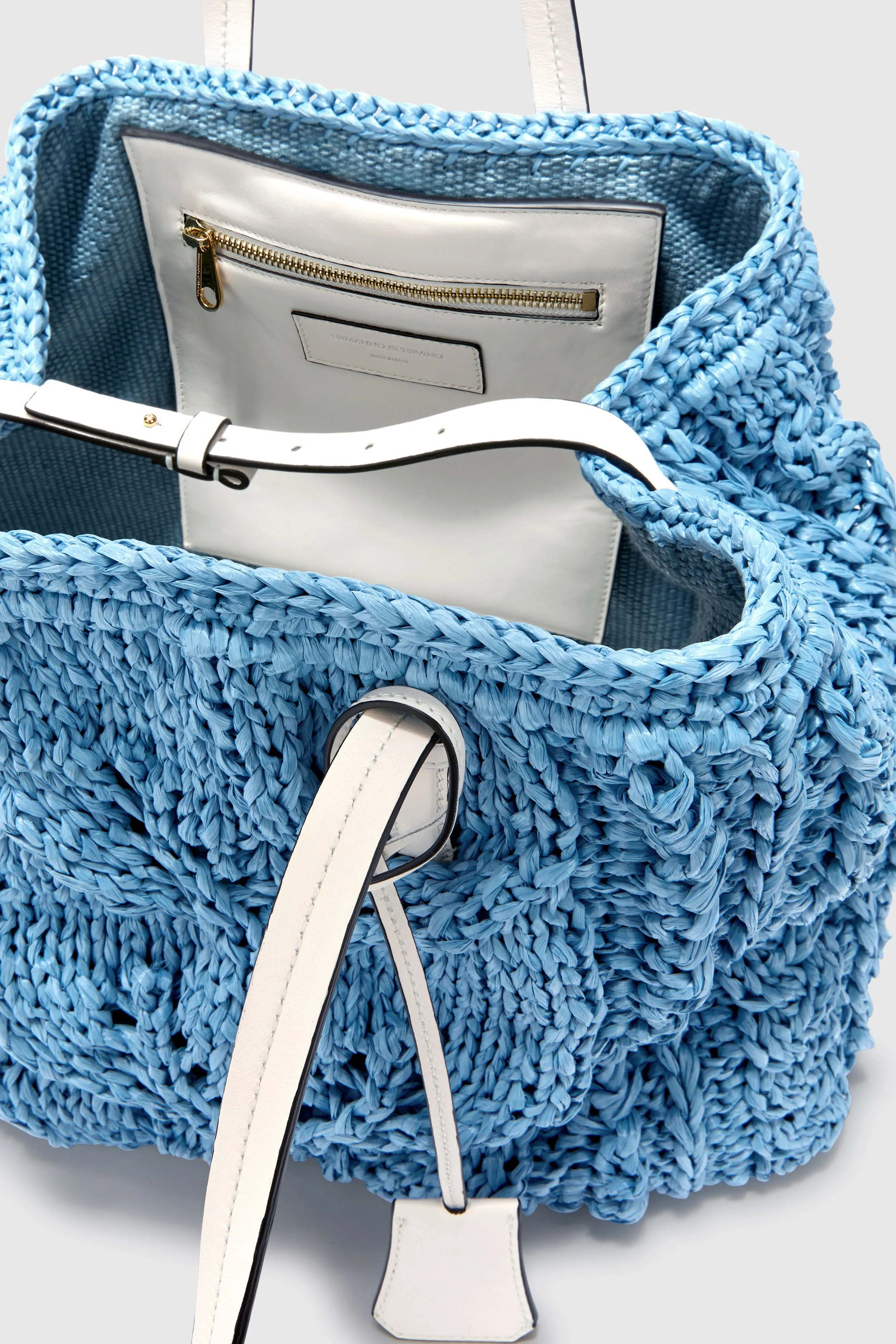 Powder blue raffia shopper sold by Ermanno Scervino product image thumbnail 5