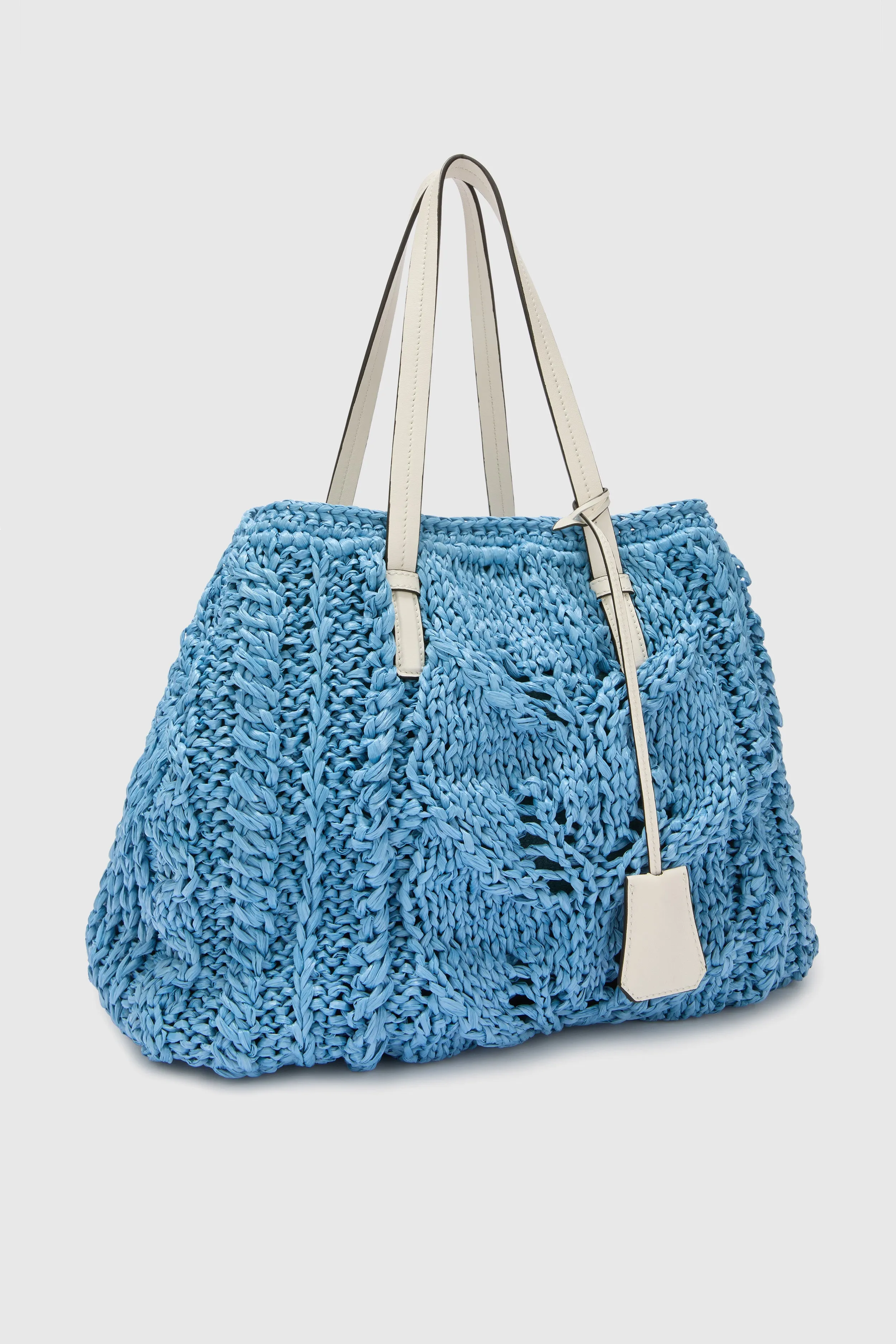 Powder blue raffia shopper sold by Ermanno Scervino product image thumbnail 3