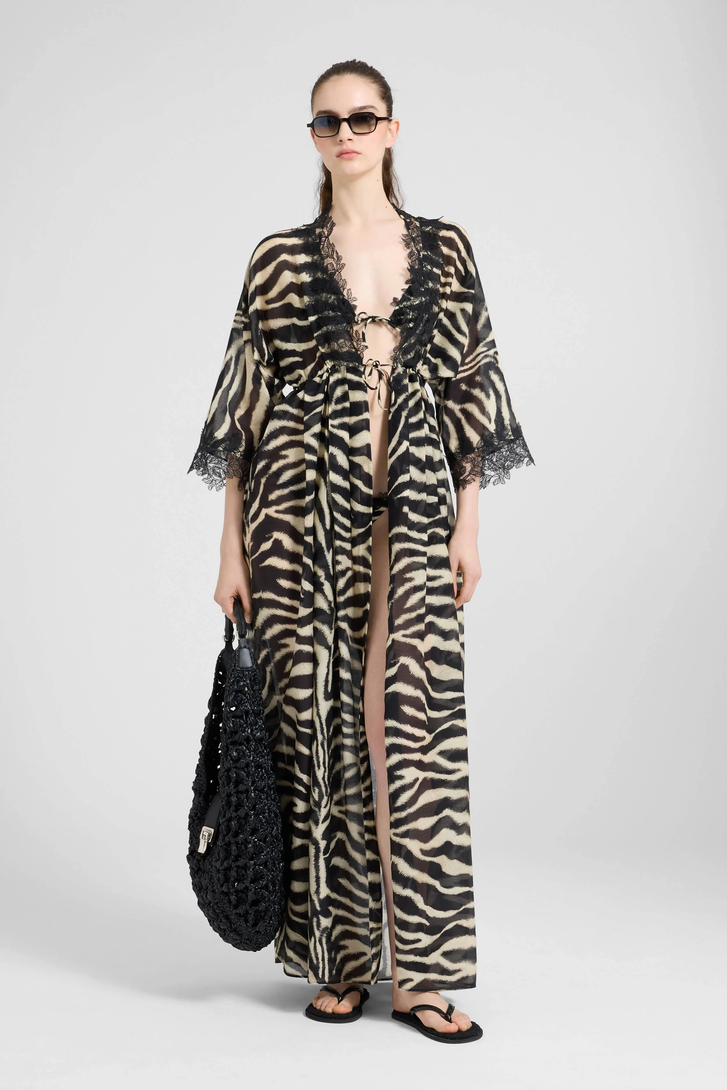 Long cotton and silk dress with zebra animalier print sold by Ermanno Scervino product image thumbnail 3