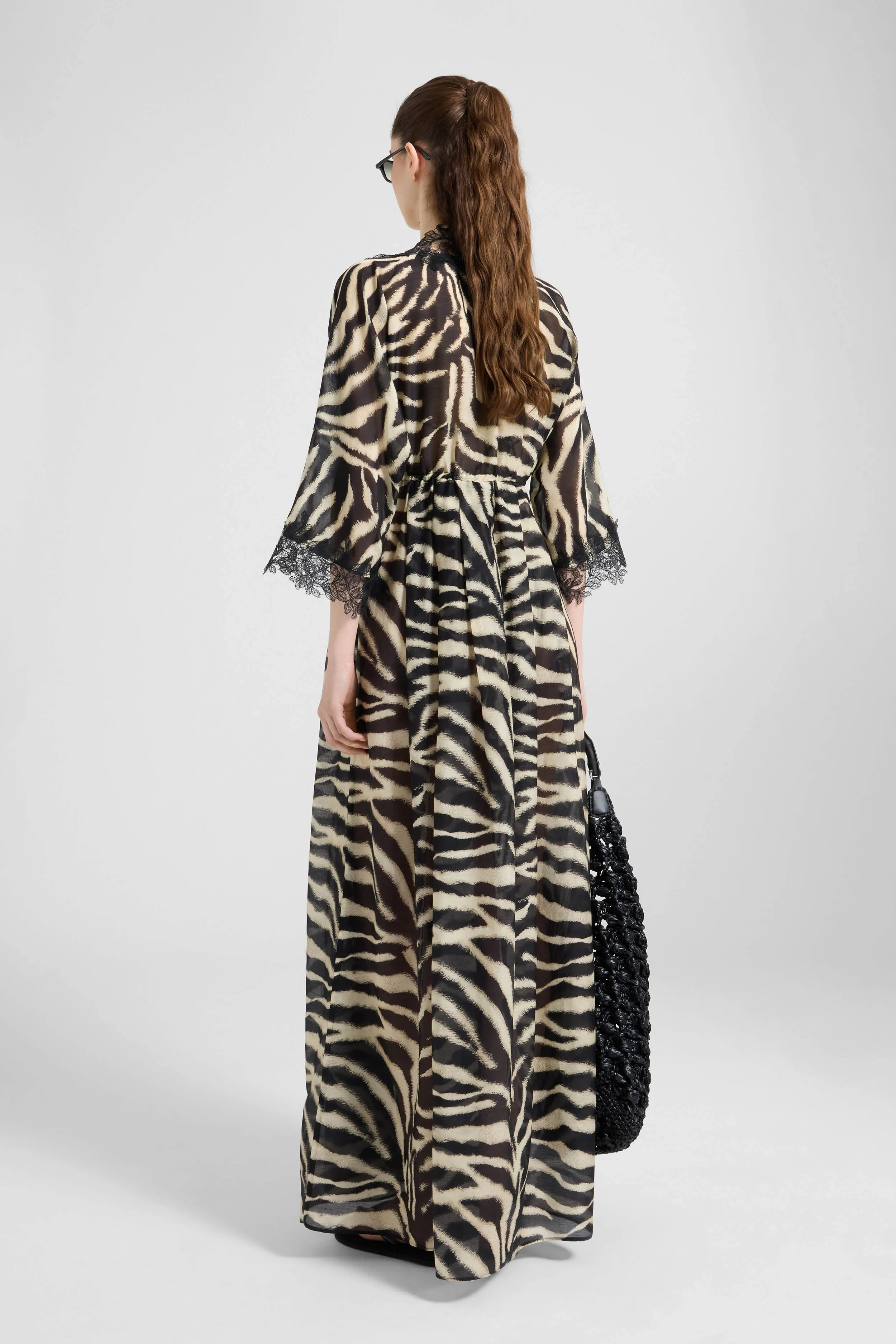 Long cotton and silk dress with zebra animalier print sold by Ermanno Scervino product image thumbnail 5