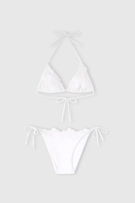 Triangle bikini with macramé lace made by Ermanno Scervino