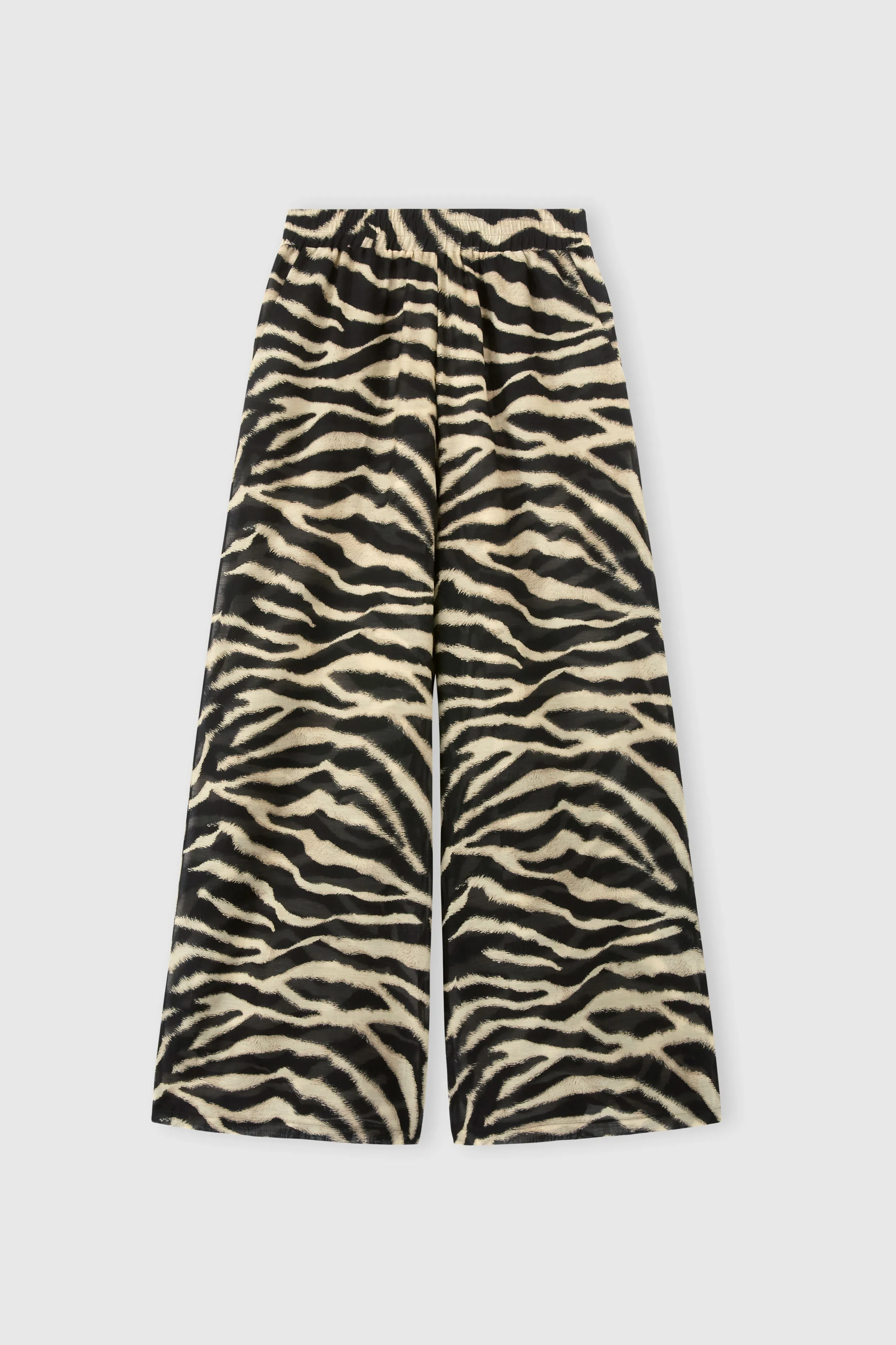 Zebra-print cotton and silk palazzo trousers with drawstring waist sold by Ermanno Scervino