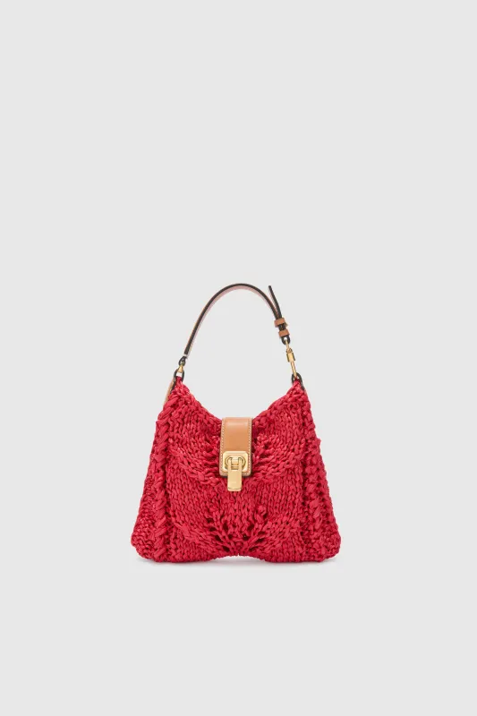Mini Clio bag in red raffia made by Ermanno Scervino