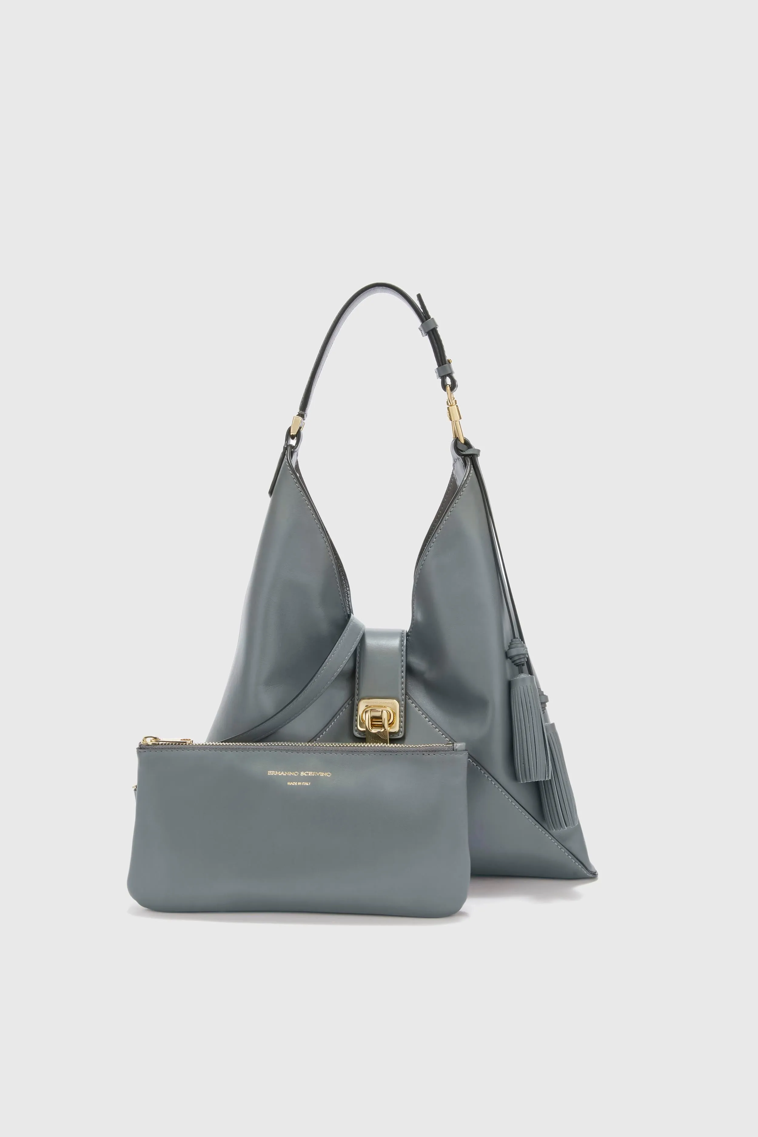 Dark grey smooth calfskin Clio bag sold by Ermanno Scervino product image thumbnail 4