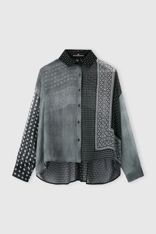 Patchwork printed silk chiffon shirt made by Ermanno Scervino