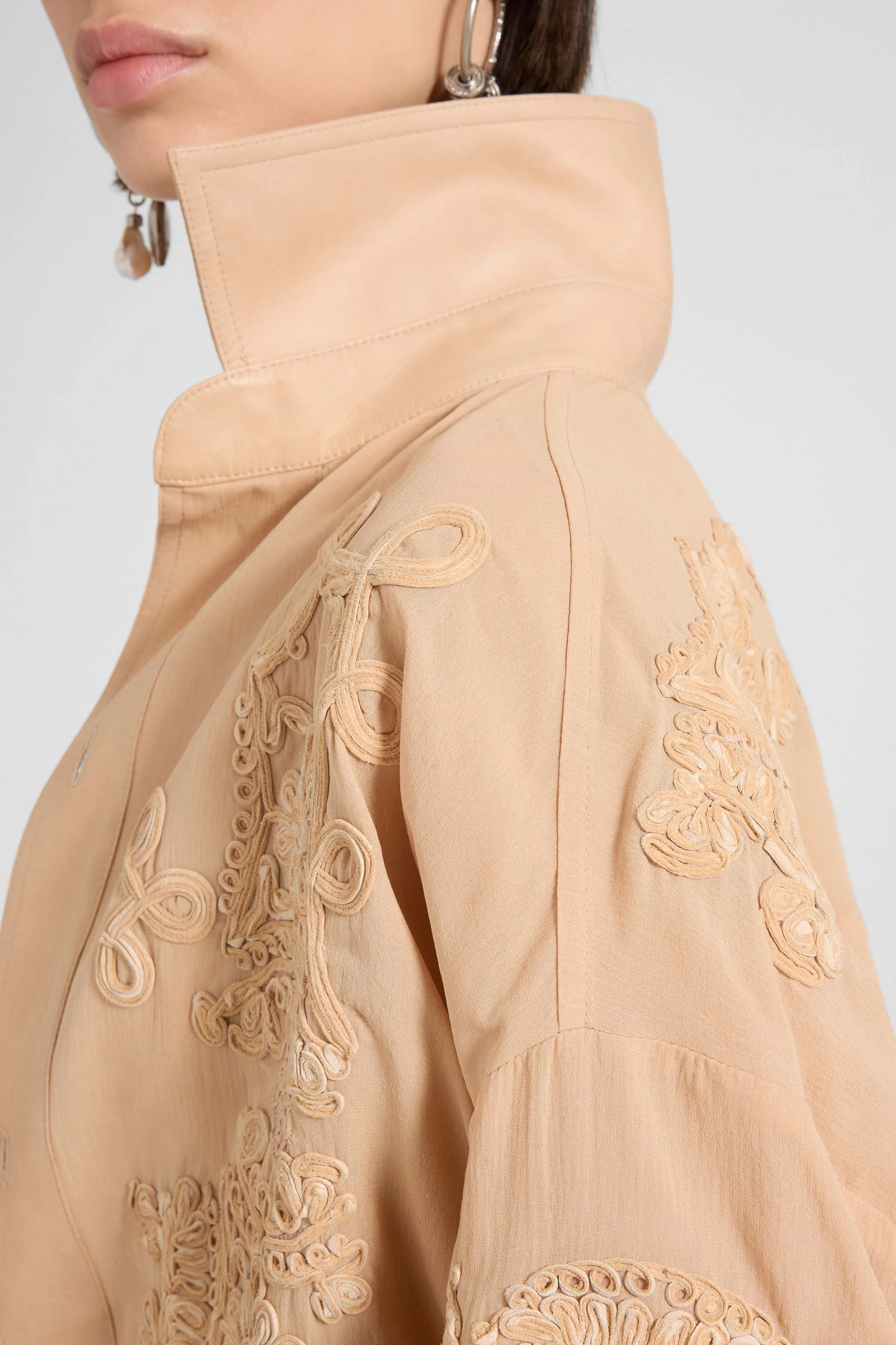 Shirt jacket in georgette bonded with chiffon with “maiolica” embroidery sold by Ermanno Scervino product image thumbnail 5