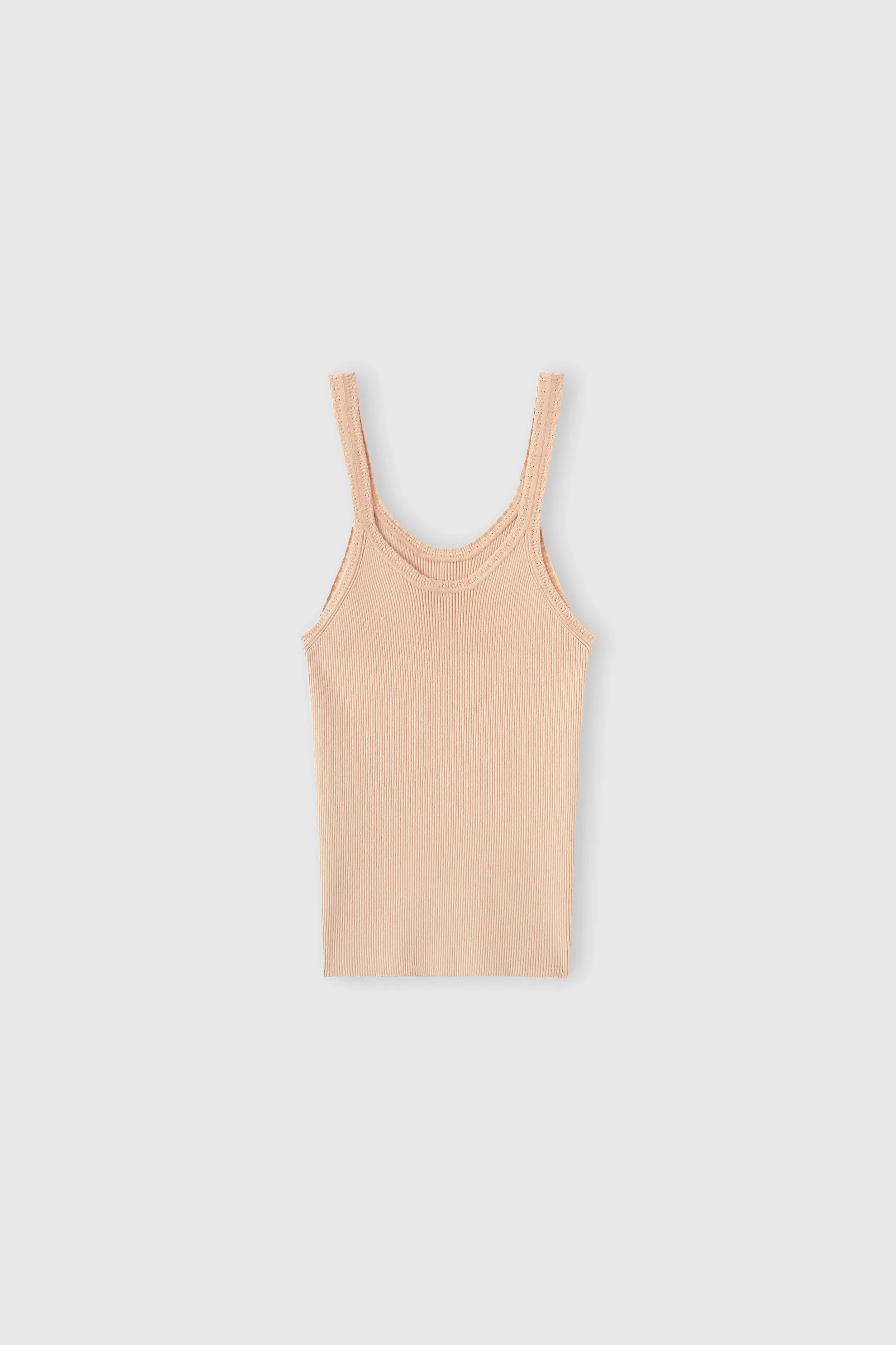 Sleeveless viscose-blend tank top with fine straps and micro-ribbing sold by Ermanno Scervino