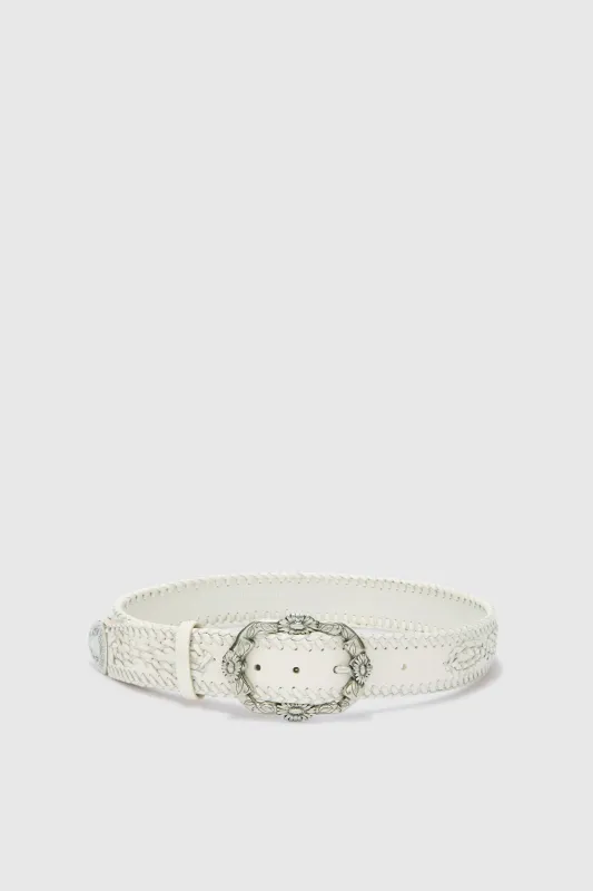 White Belt with Majaro Embroidery made by Ermanno Scervino