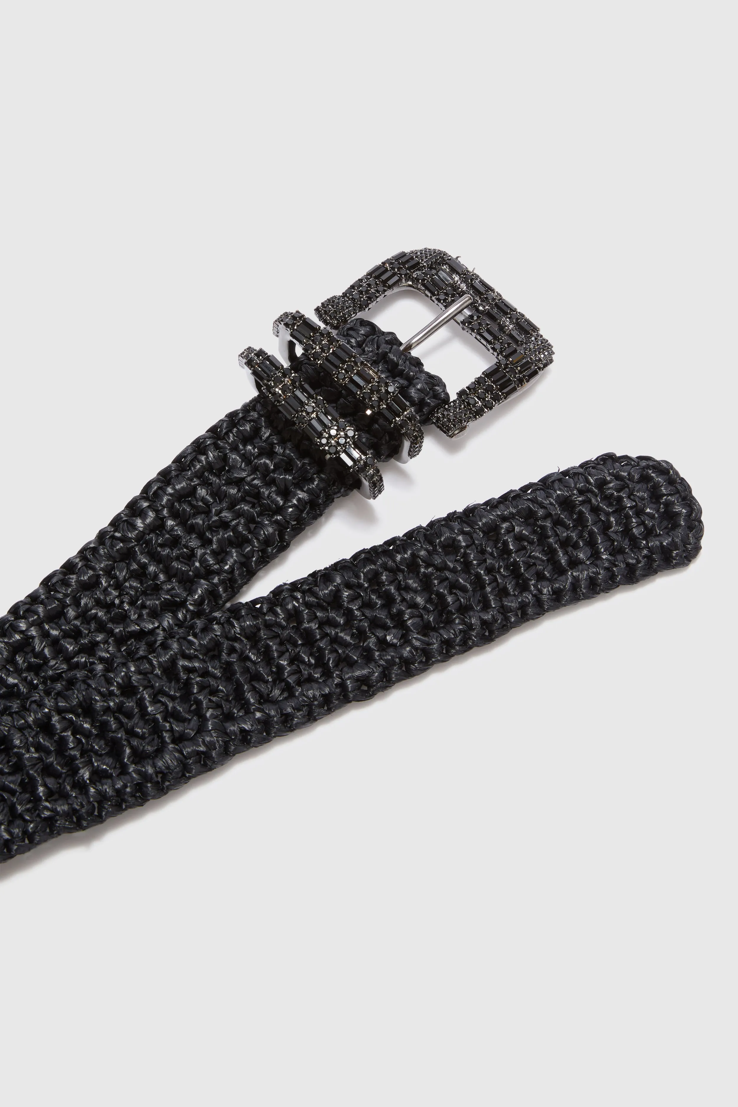 Black raffia belt with jewel buckle and loops sold by Ermanno Scervino product image thumbnail 2