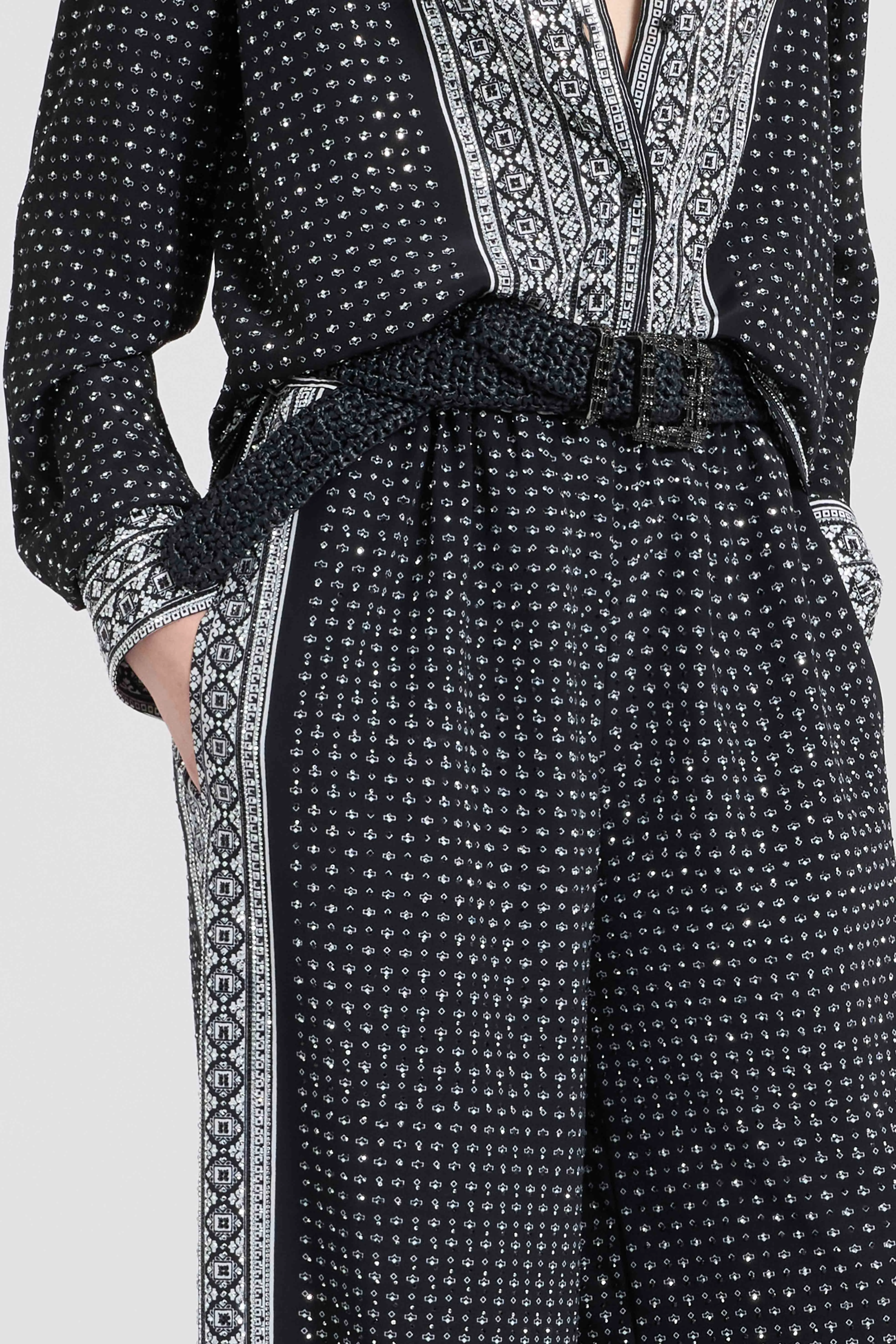 Black raffia belt with jewel buckle and loops sold by Ermanno Scervino product image thumbnail 3