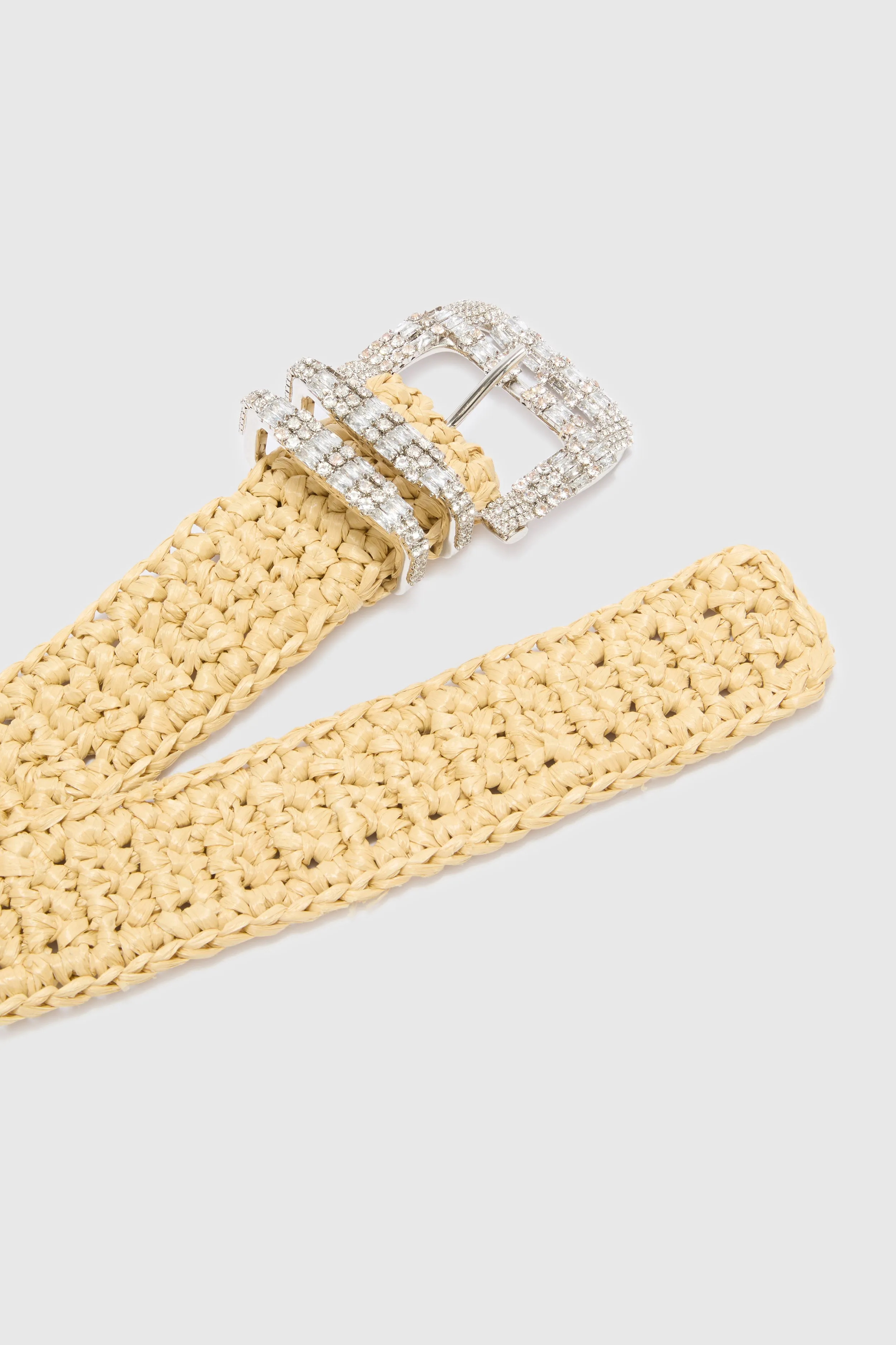 Natural raffia belt with jewel buckle and loops sold by Ermanno Scervino product image thumbnail 3