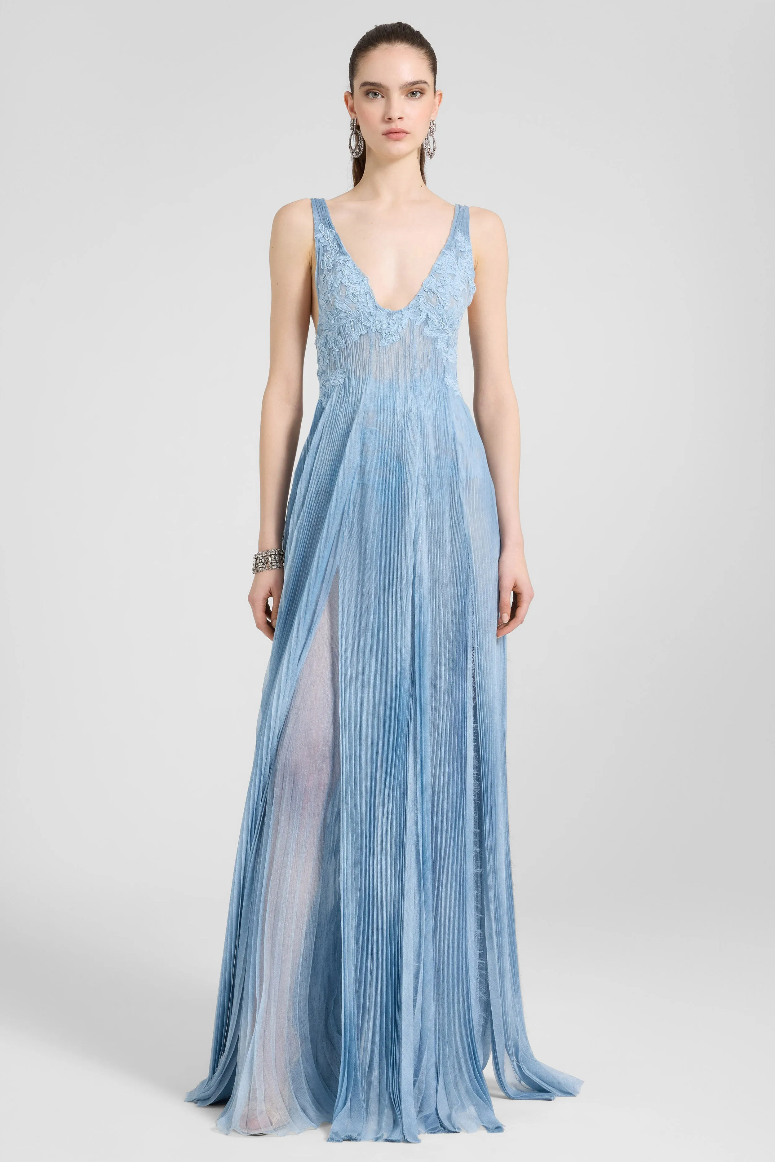 Long silk dress with rebrodè lace sold by Ermanno Scervino product image thumbnail 2