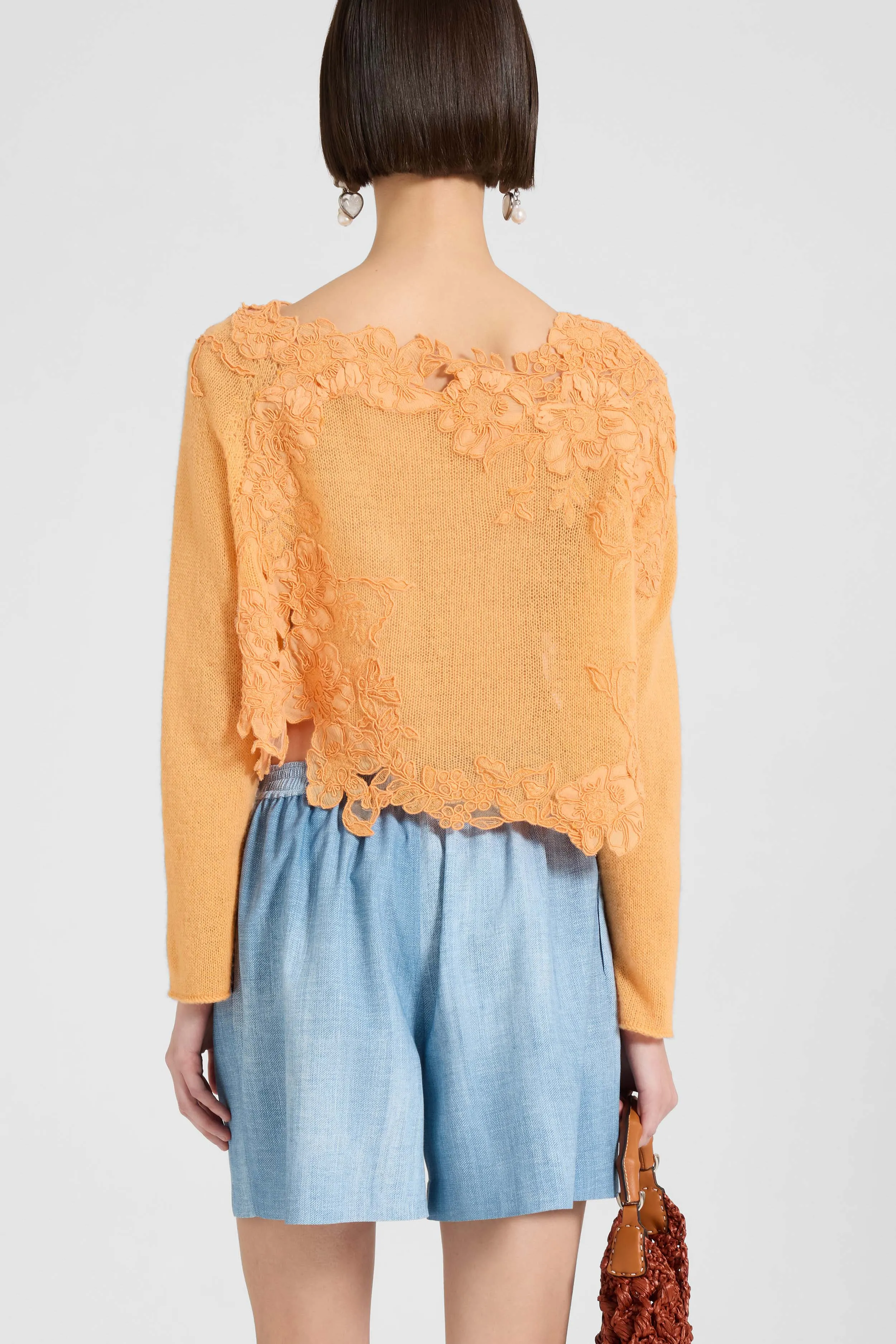 Cashmere sweater with hand-applied floral lace sold by Ermanno Scervino product image thumbnail 5