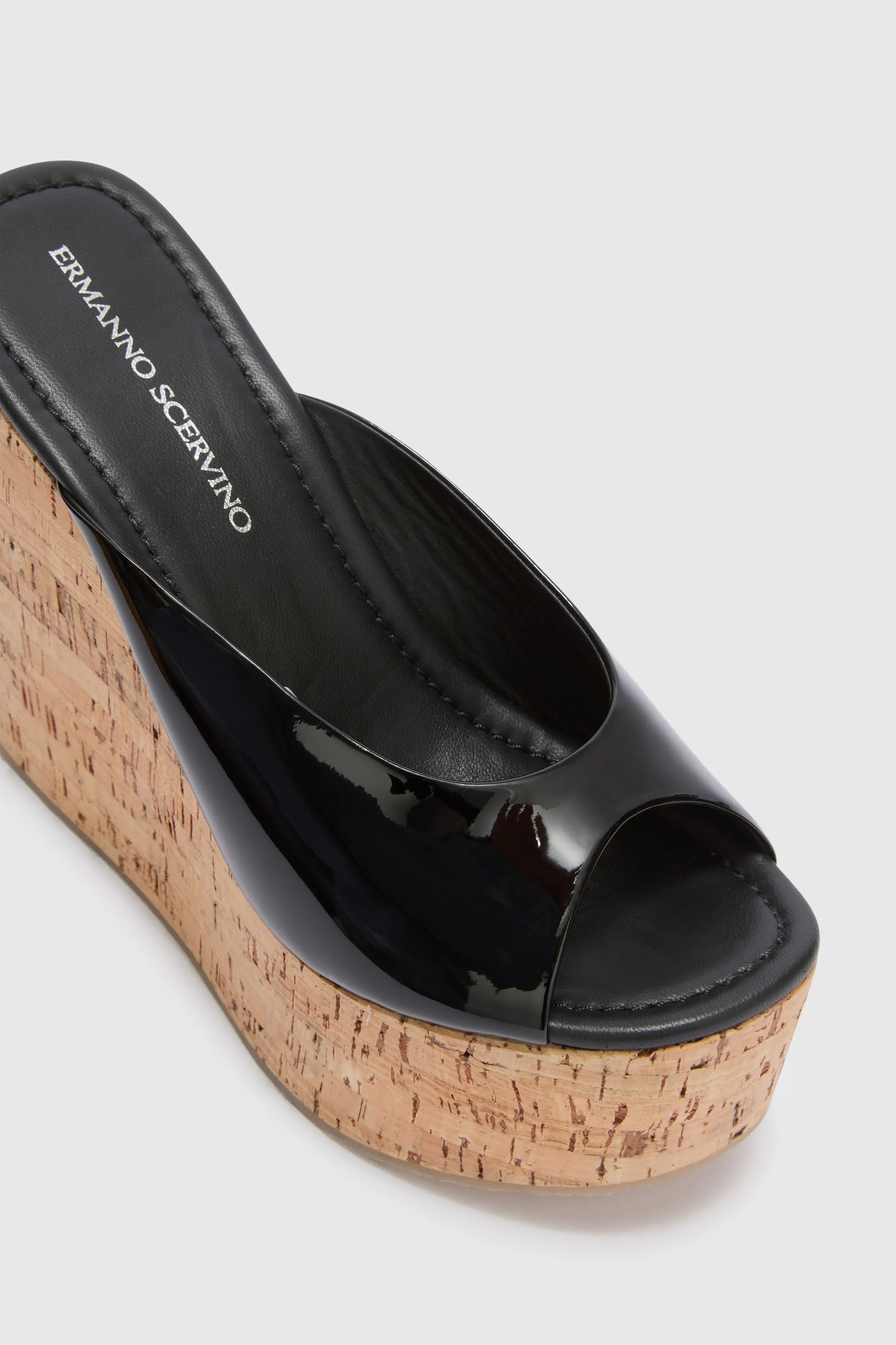 Black smooth nappa wedge open toe sandal sold by Ermanno Scervino product image thumbnail 5