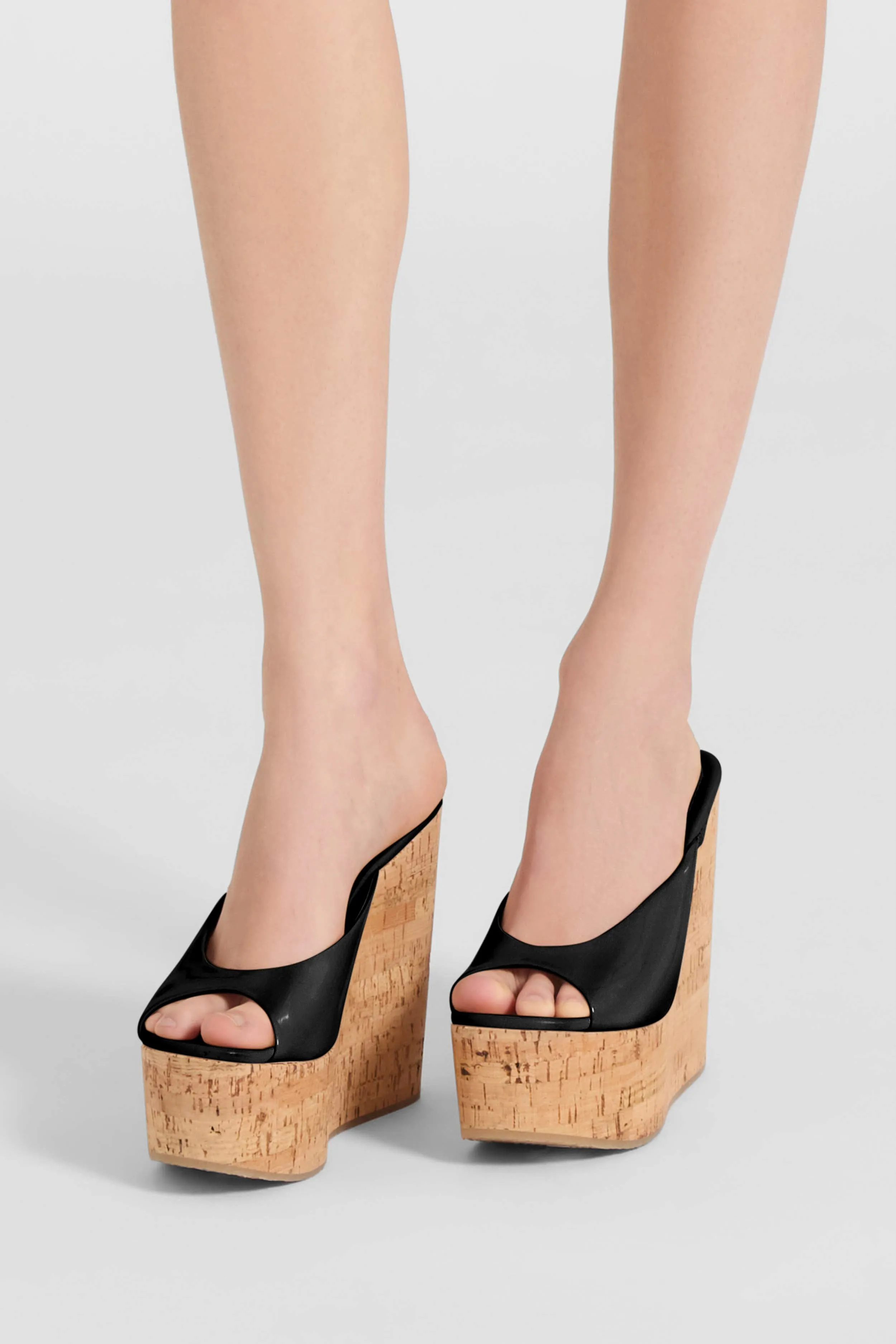 Black smooth nappa wedge open toe sandal sold by Ermanno Scervino product image thumbnail 2