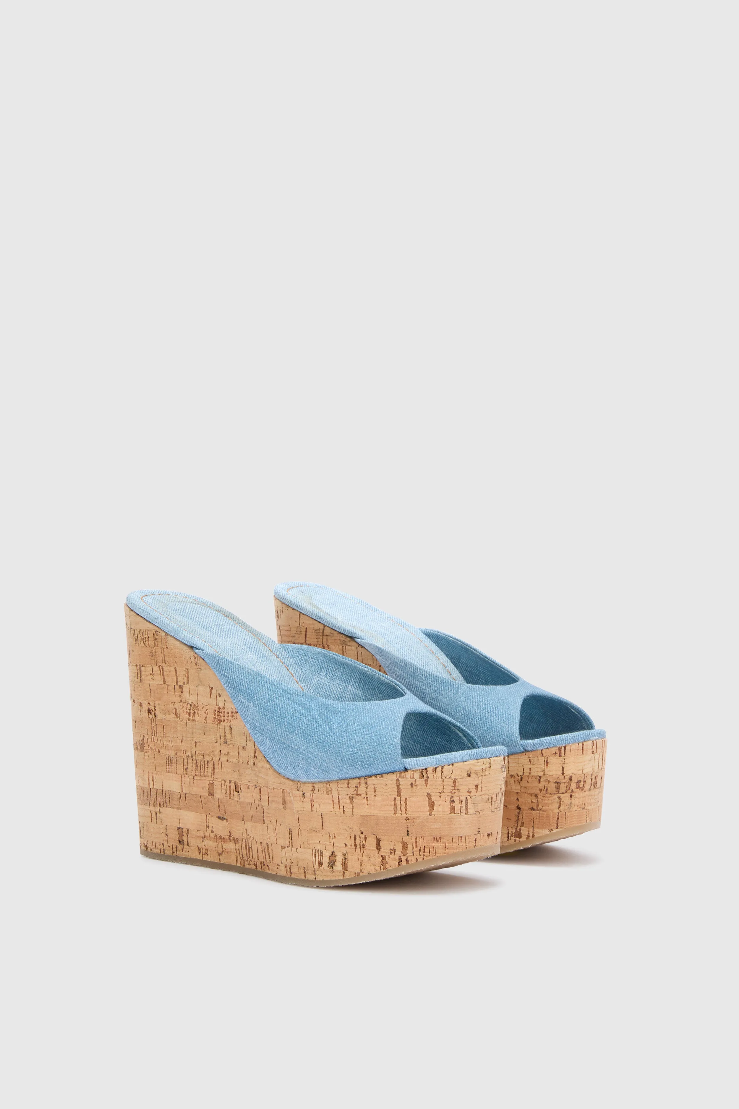 Jeans-print marocain wedge open toe sandal sold by Ermanno Scervino product image thumbnail 3