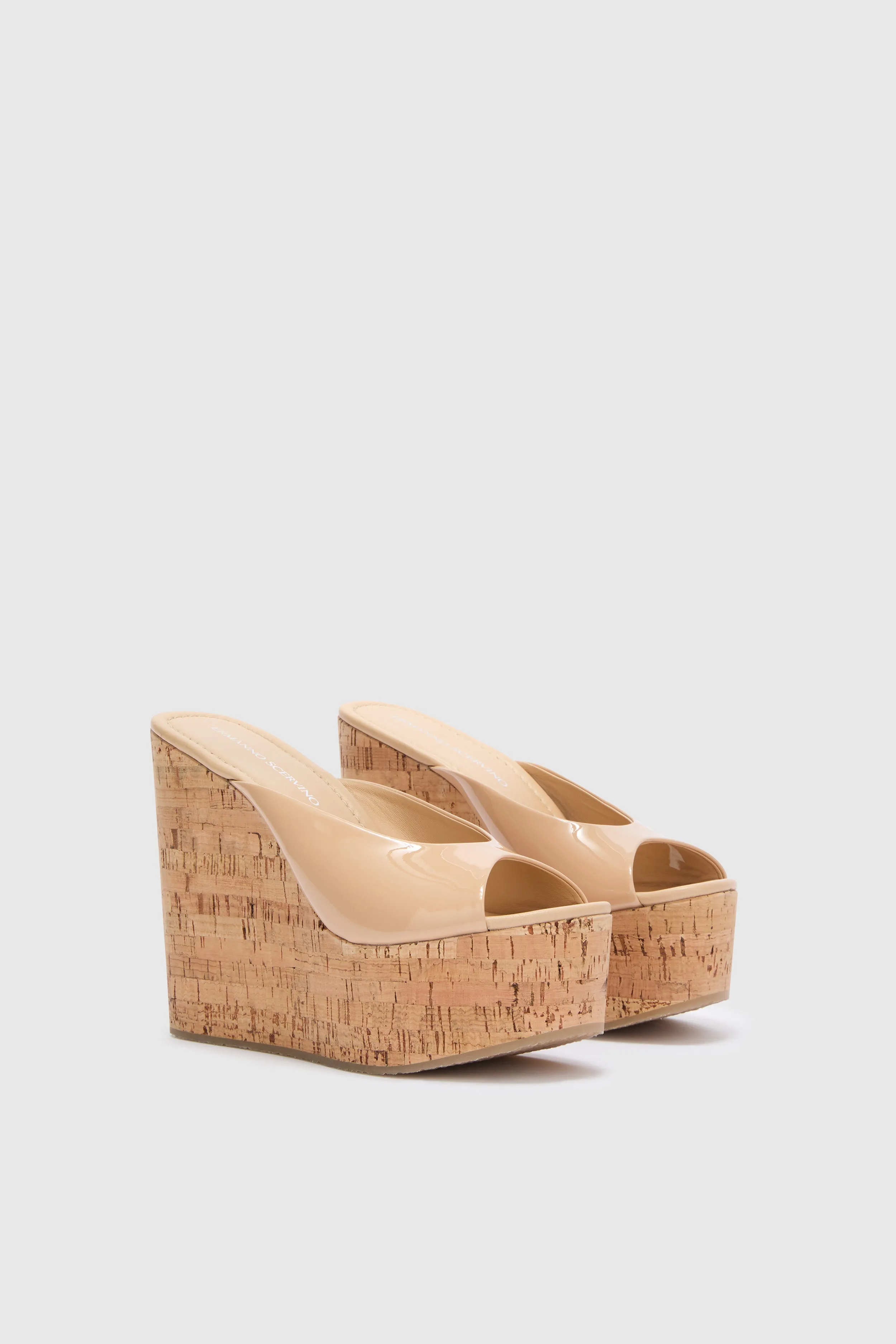 Nude smooth nappa wedge open toe sandal sold by Ermanno Scervino product image thumbnail 2