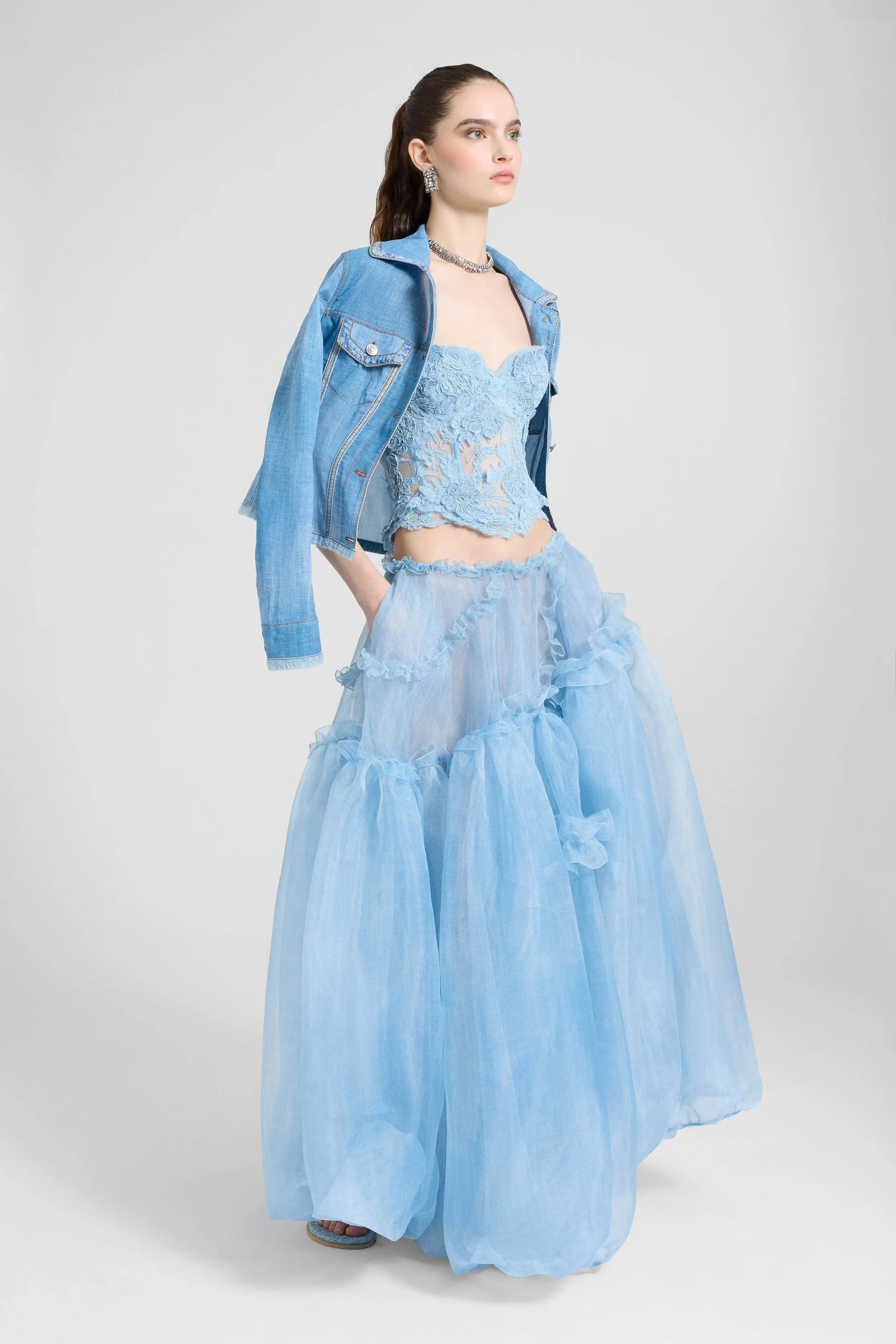 Georgette silk jacket with denim effect sold by Ermanno Scervino product image thumbnail 2
