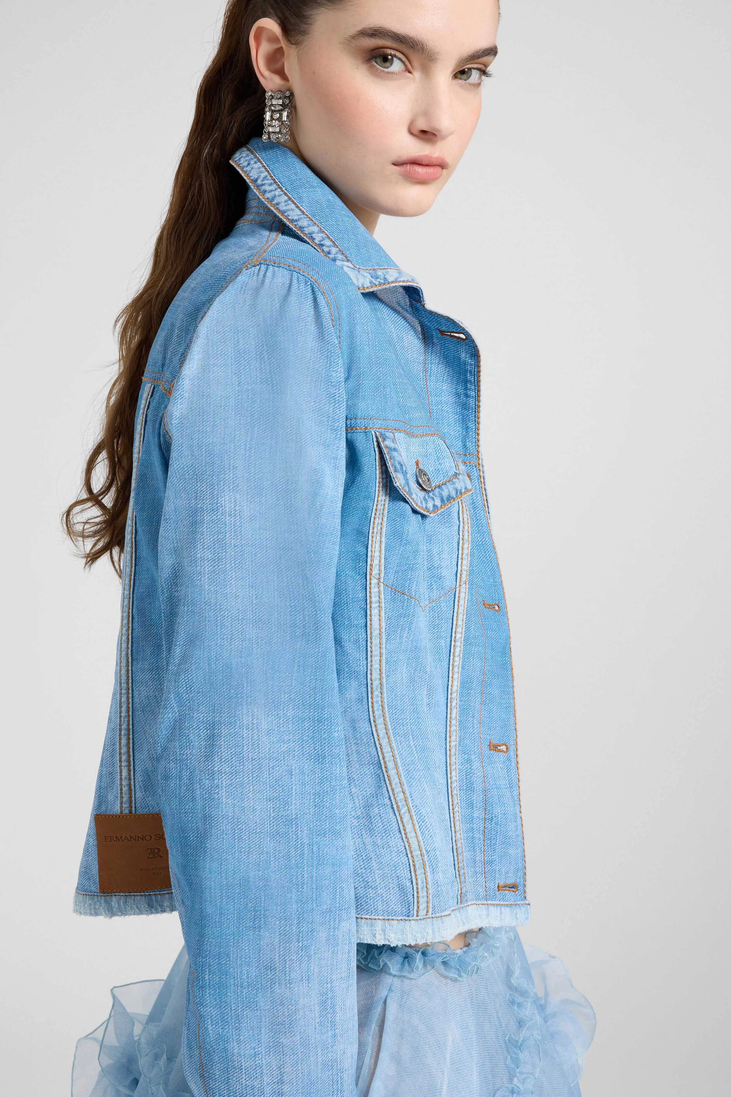 Georgette silk jacket with denim effect sold by Ermanno Scervino product image thumbnail 3