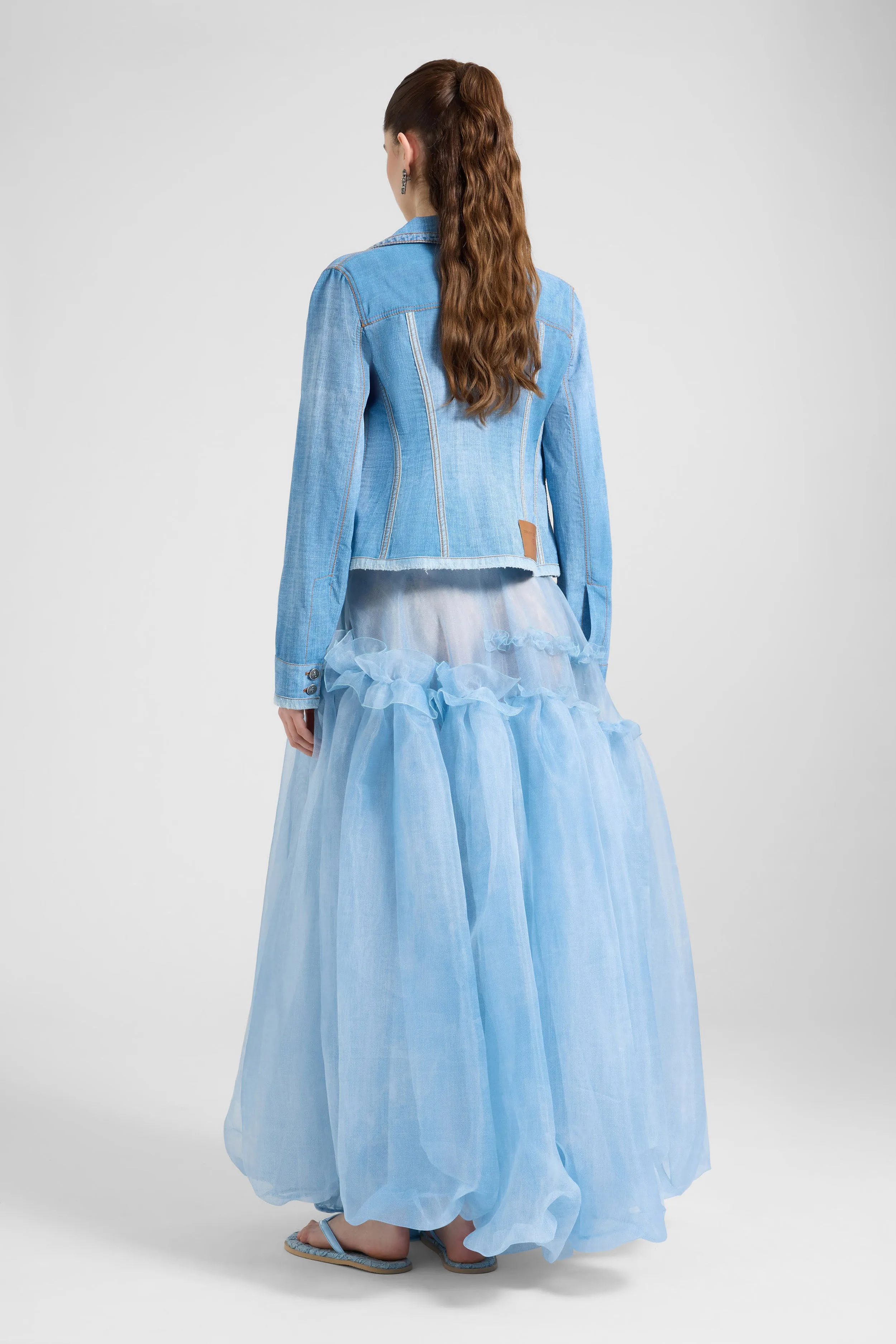 Georgette silk jacket with denim effect sold by Ermanno Scervino product image thumbnail 4