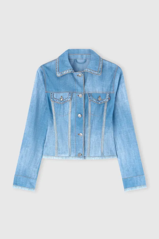 Georgette silk jacket with denim effect made by Ermanno Scervino