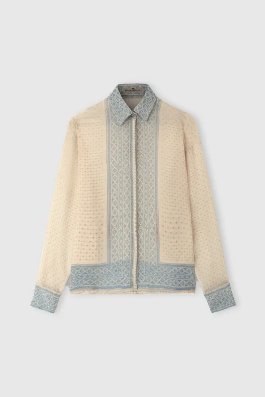 Silk chiffon shirt with scarf print made by Ermanno Scervino