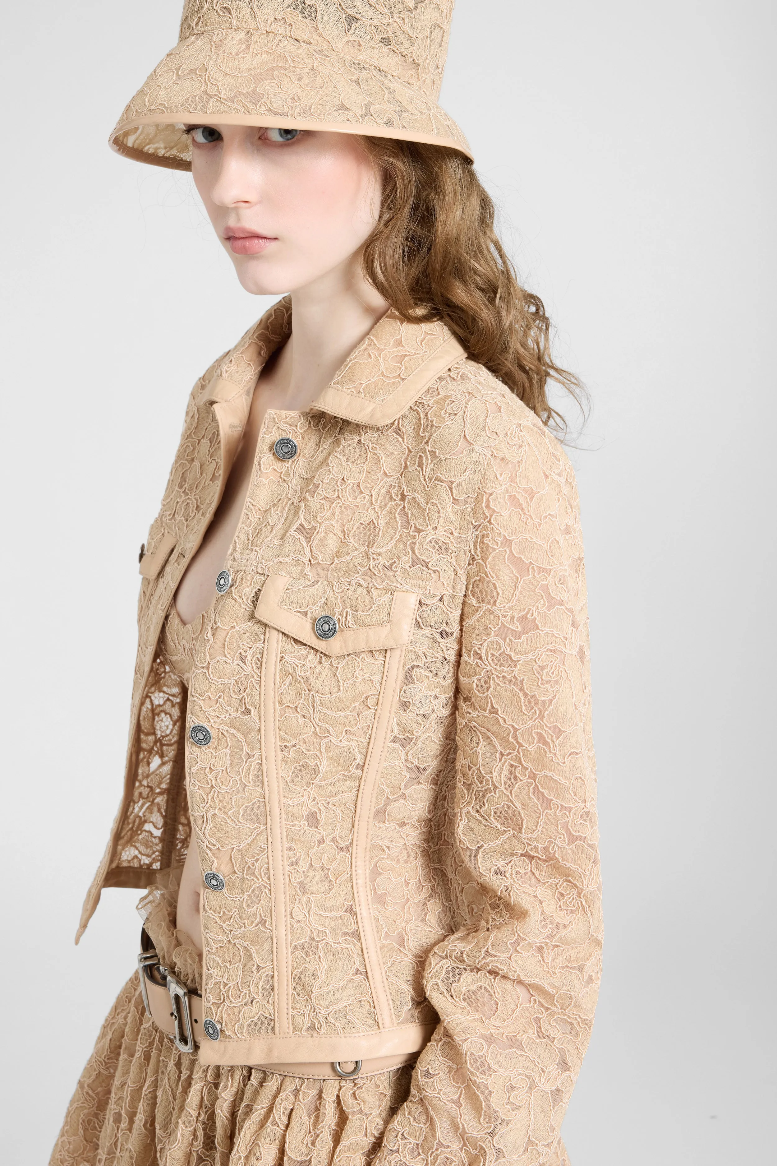 Bustier jacket in rebrodé lace with nappa trim sold by Ermanno Scervino product image thumbnail 5