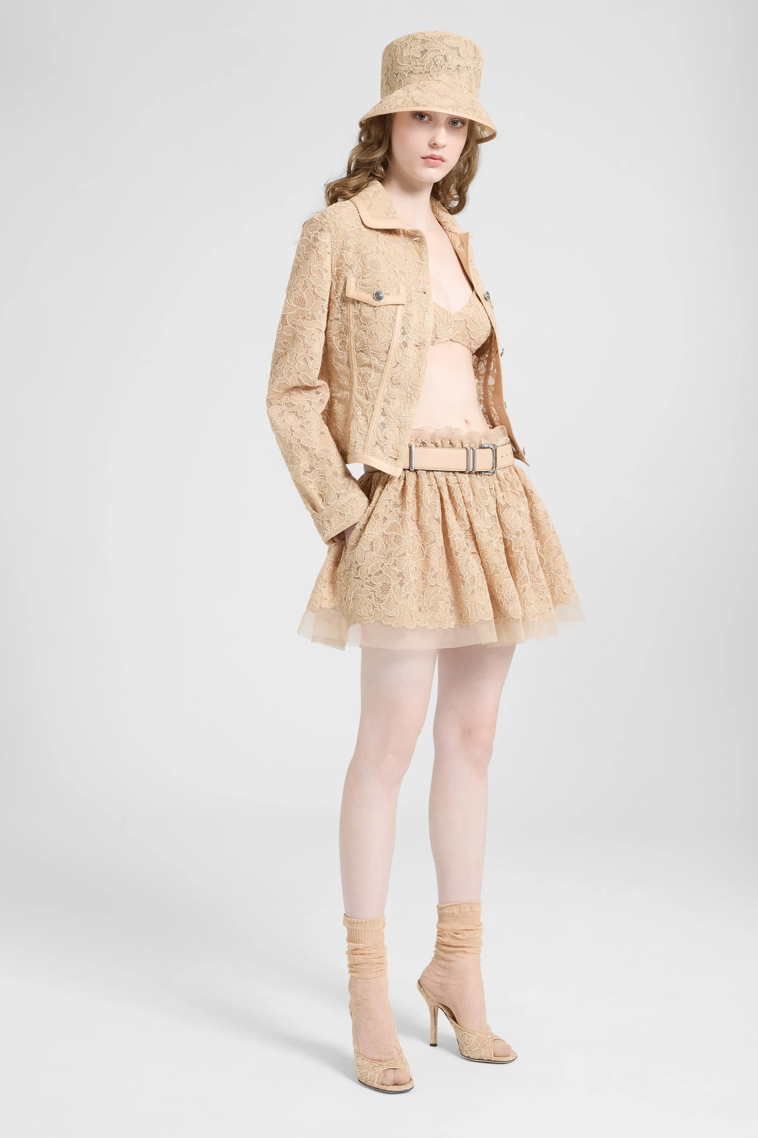 Bustier jacket in rebrodé lace with nappa trim sold by Ermanno Scervino product image thumbnail 2