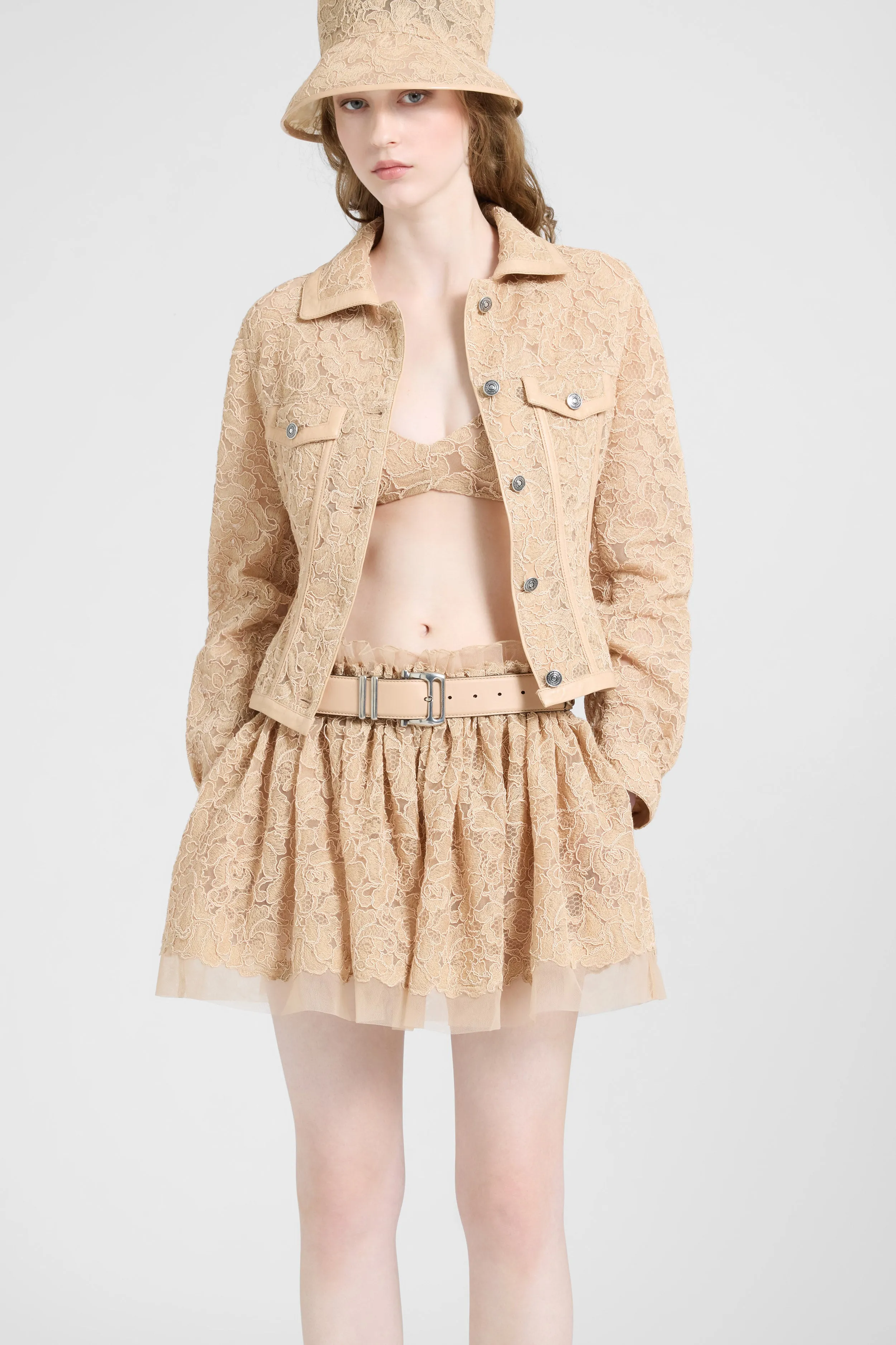 Bustier jacket in rebrodé lace with nappa trim sold by Ermanno Scervino product image thumbnail 3