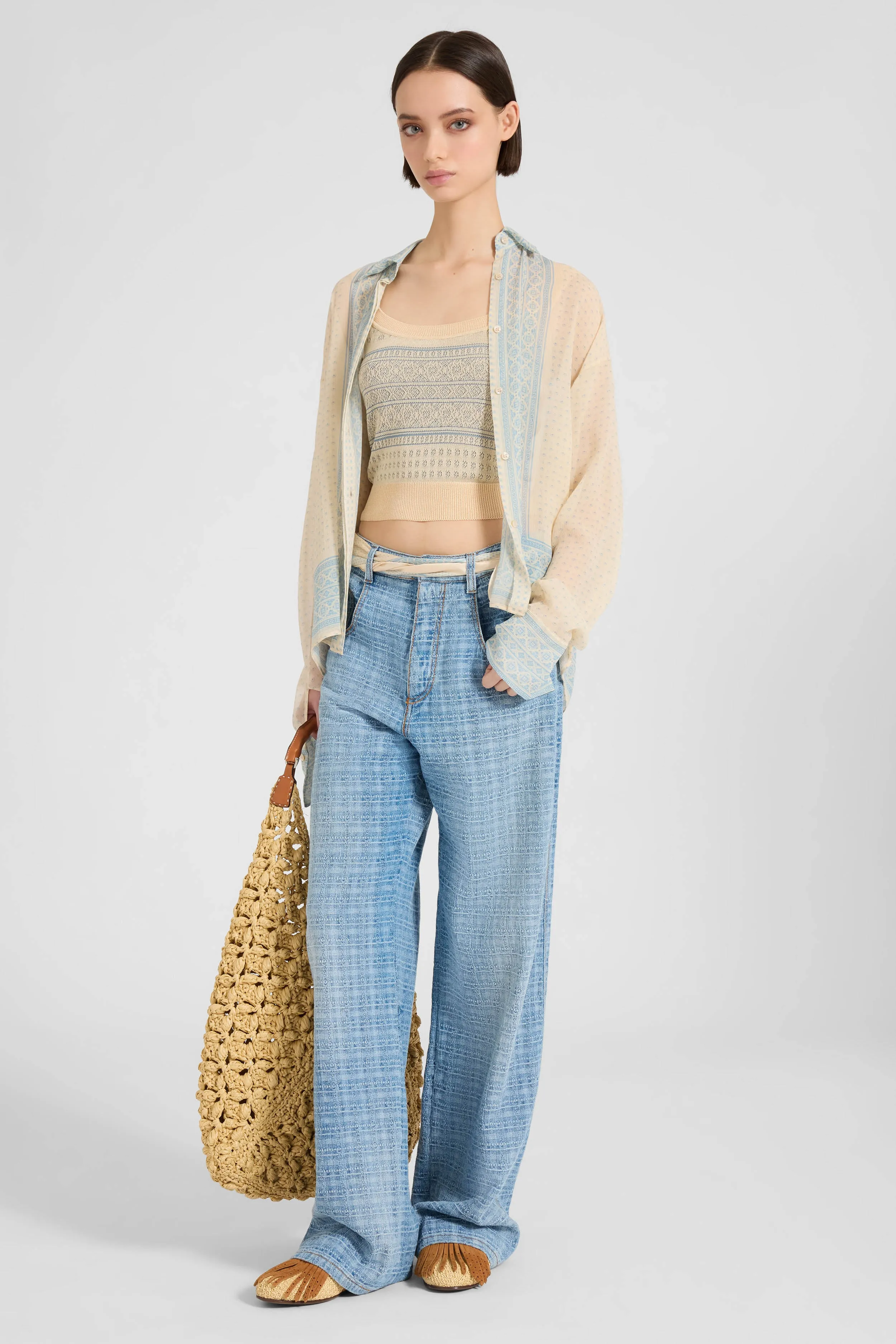 Bandana jacquard top in silk, cotton, and viscose sold by Ermanno Scervino product image thumbnail 3