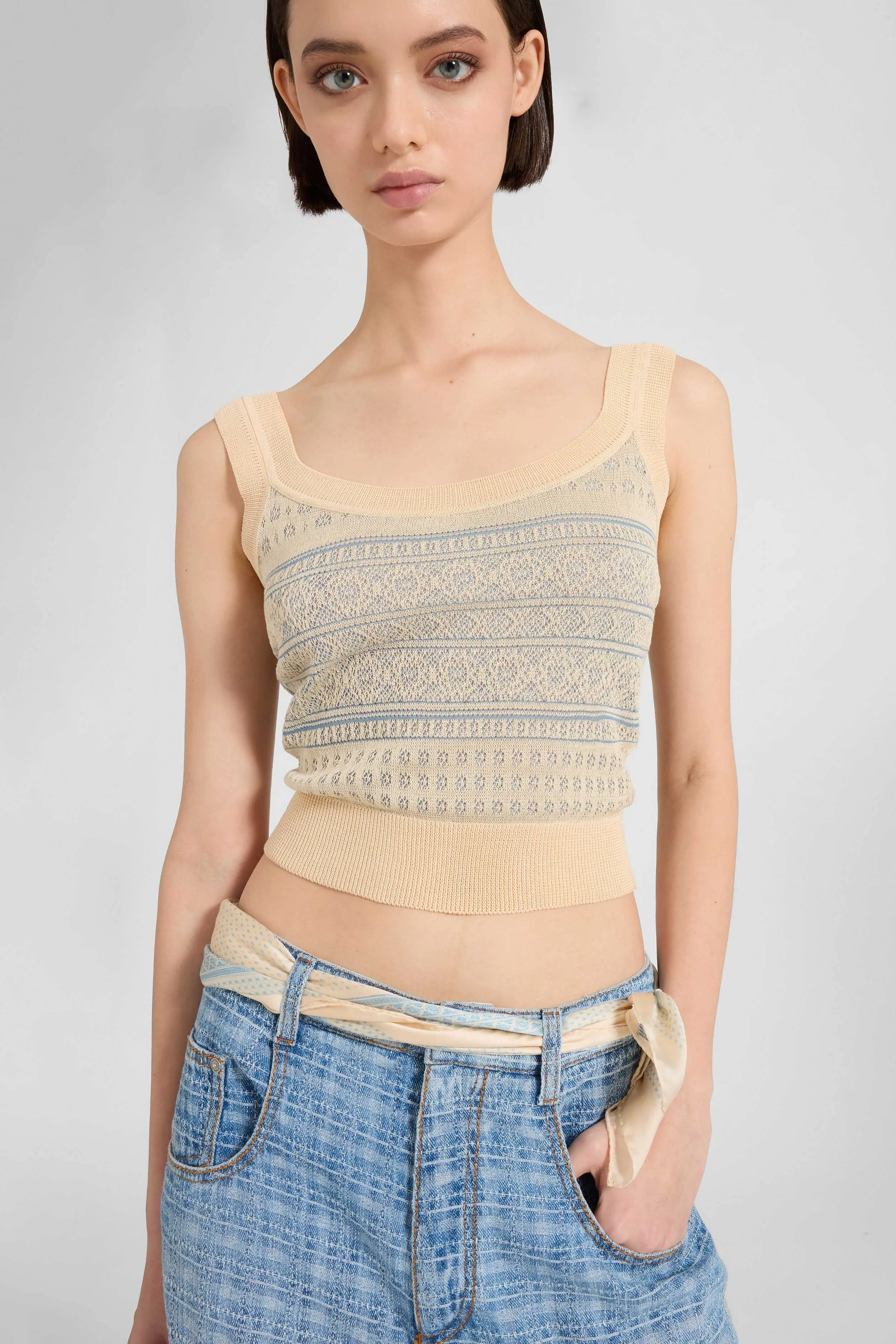 Bandana jacquard top in silk, cotton, and viscose sold by Ermanno Scervino product image thumbnail 2