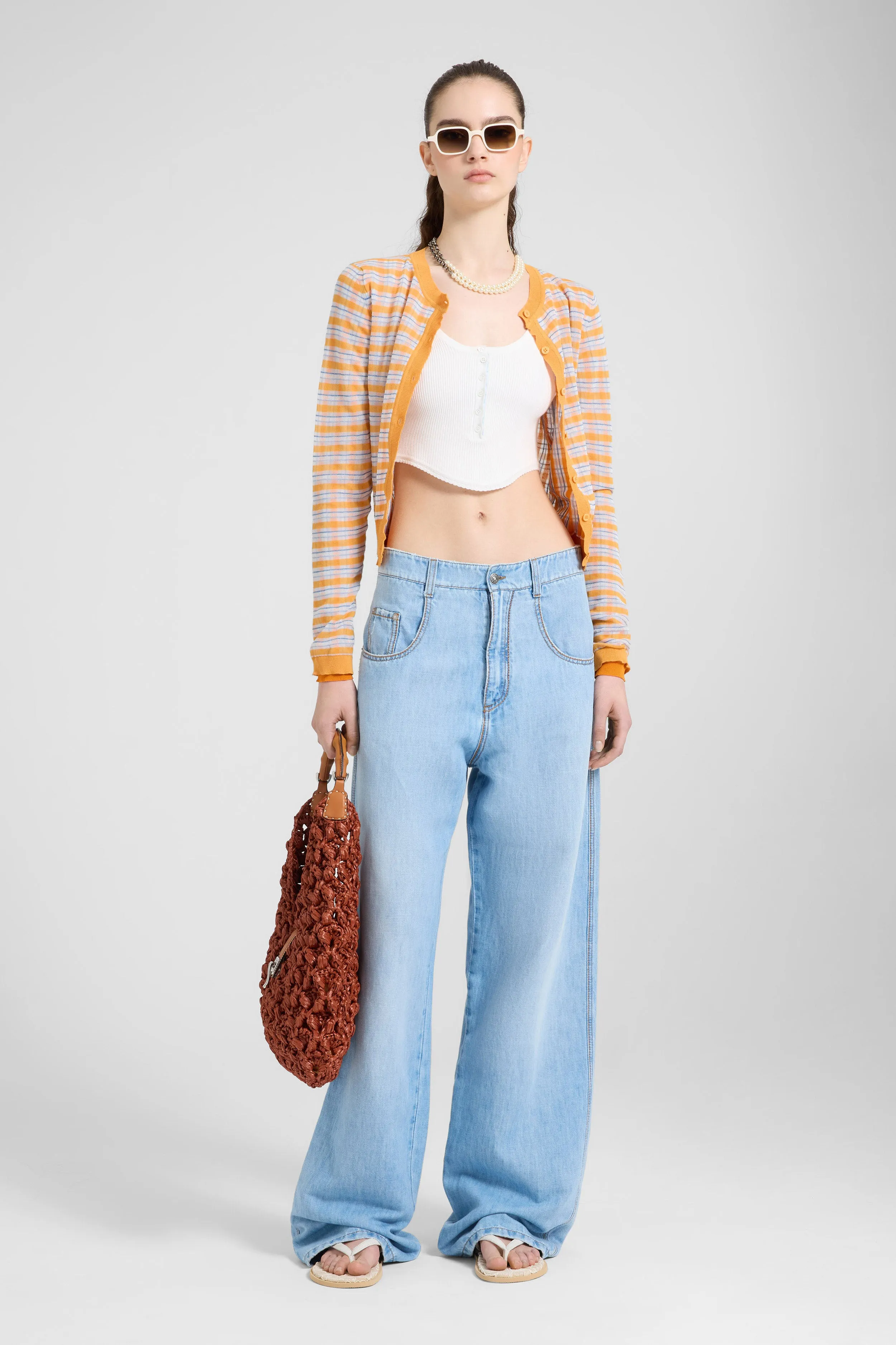 Ribbed viscose-blend tank top with central buttons sold by Ermanno Scervino product image thumbnail 2