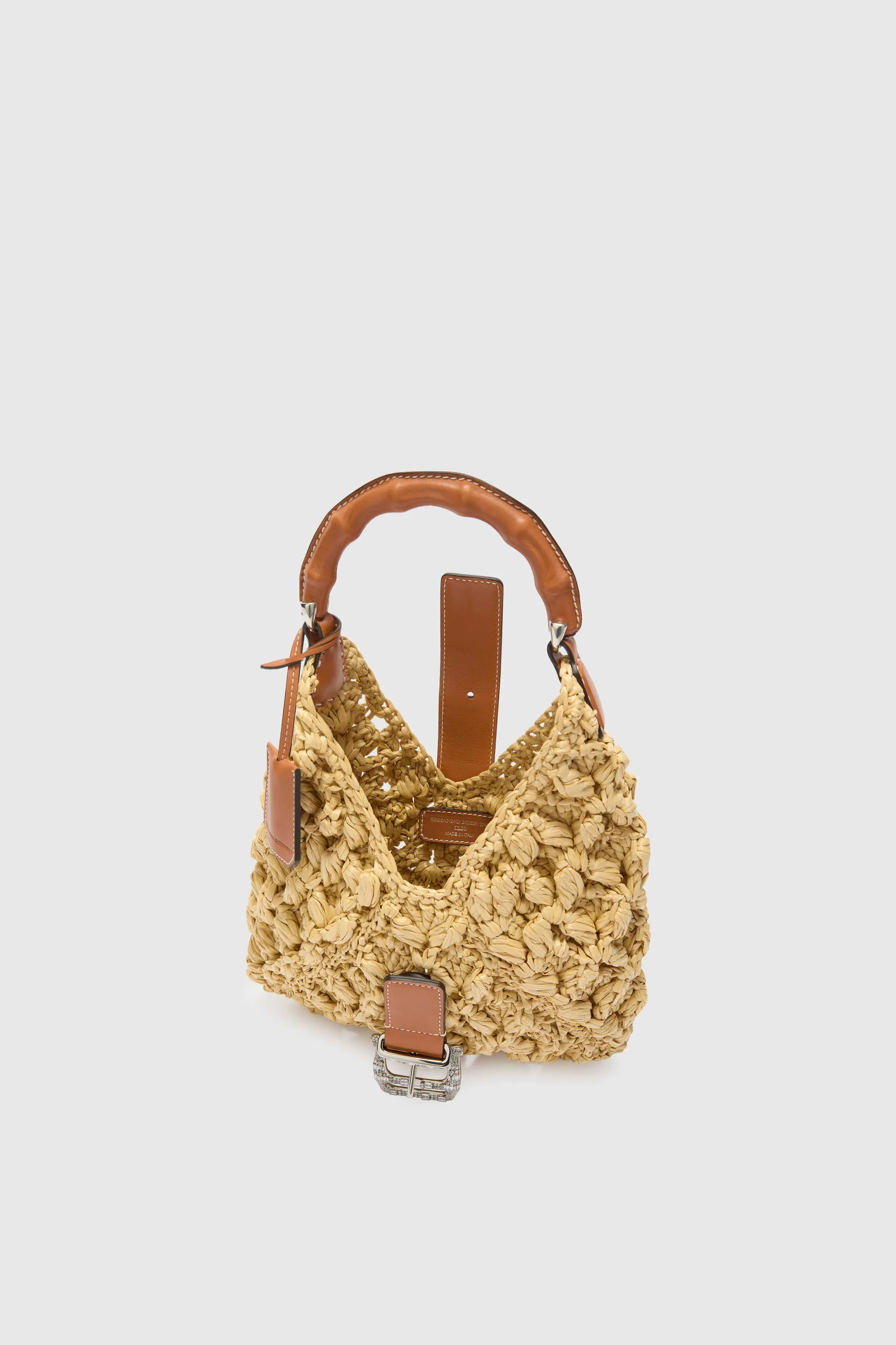 Mini hobo bag in natural raffia with bamboo handle sold by Ermanno Scervino product image thumbnail 5