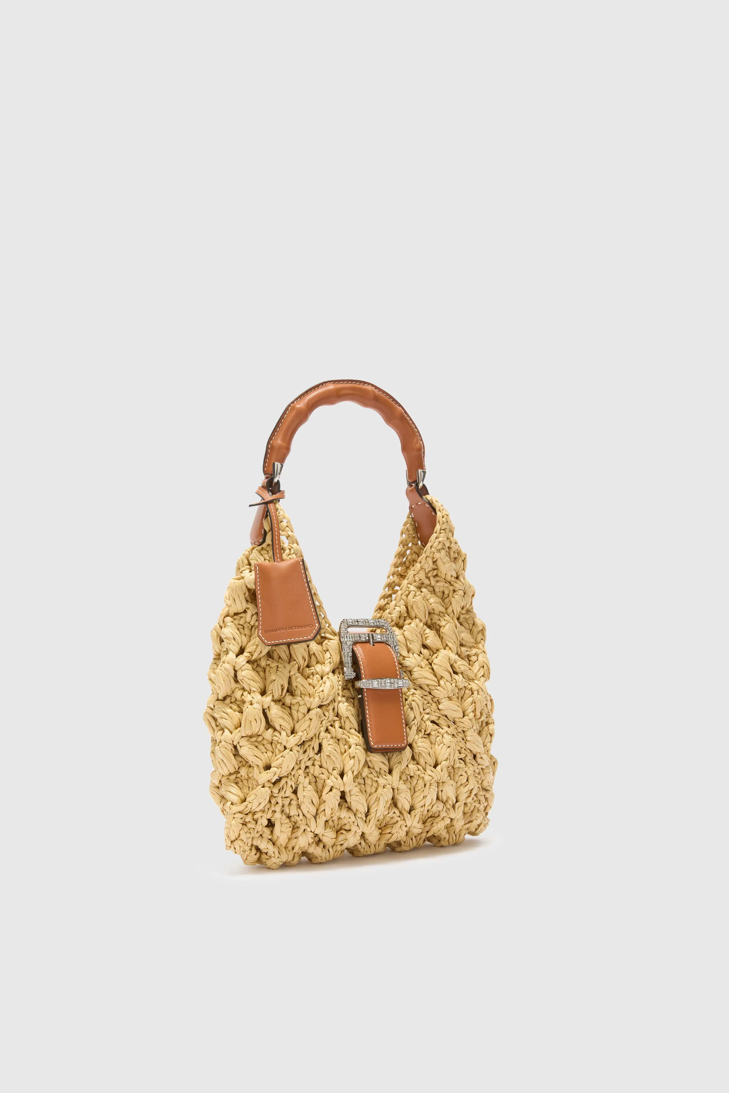 Mini hobo bag in natural raffia with bamboo handle sold by Ermanno Scervino product image thumbnail 3