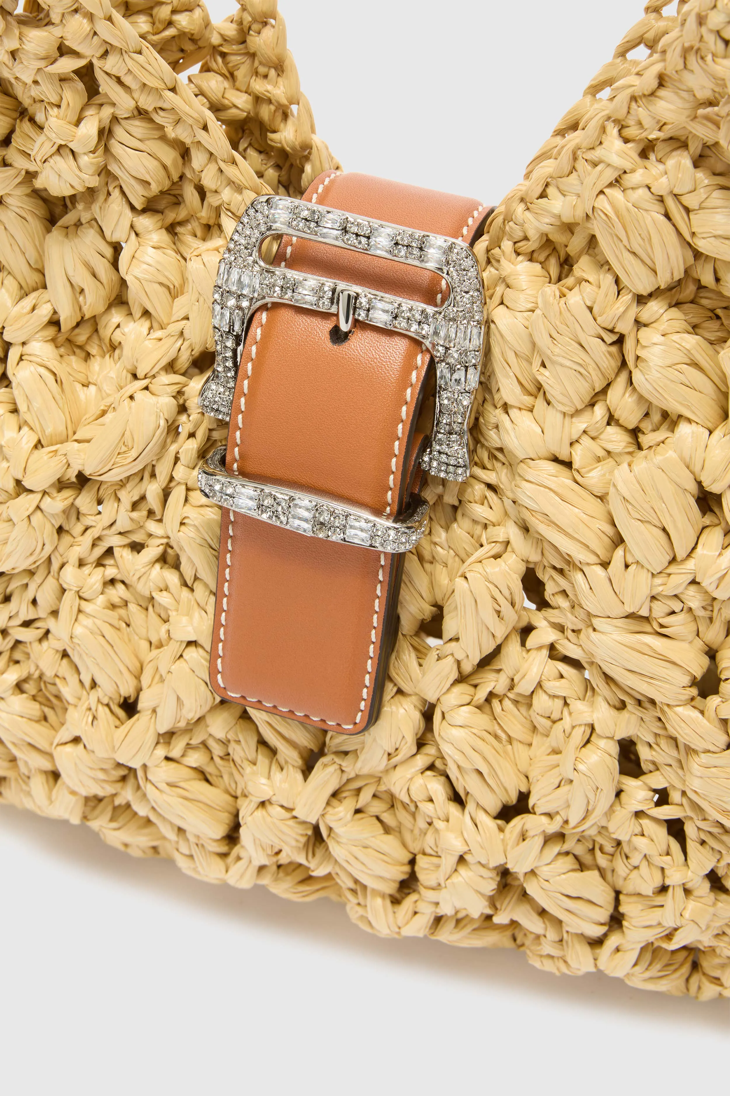Mini hobo bag in natural raffia with bamboo handle sold by Ermanno Scervino product image thumbnail 4