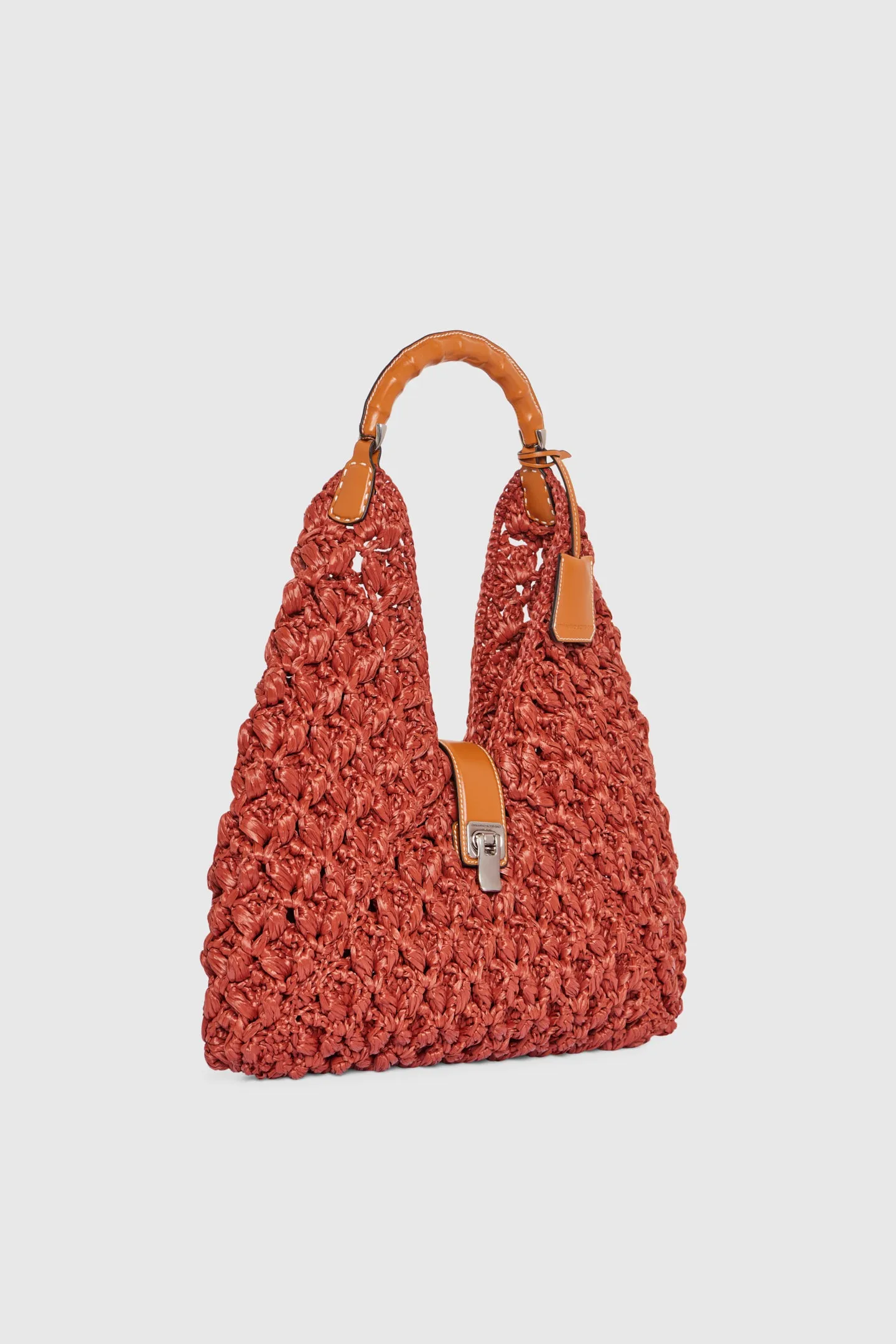 Hobo bag in raffia color leather with bamboo handle sold by Ermanno Scervino product image thumbnail 3