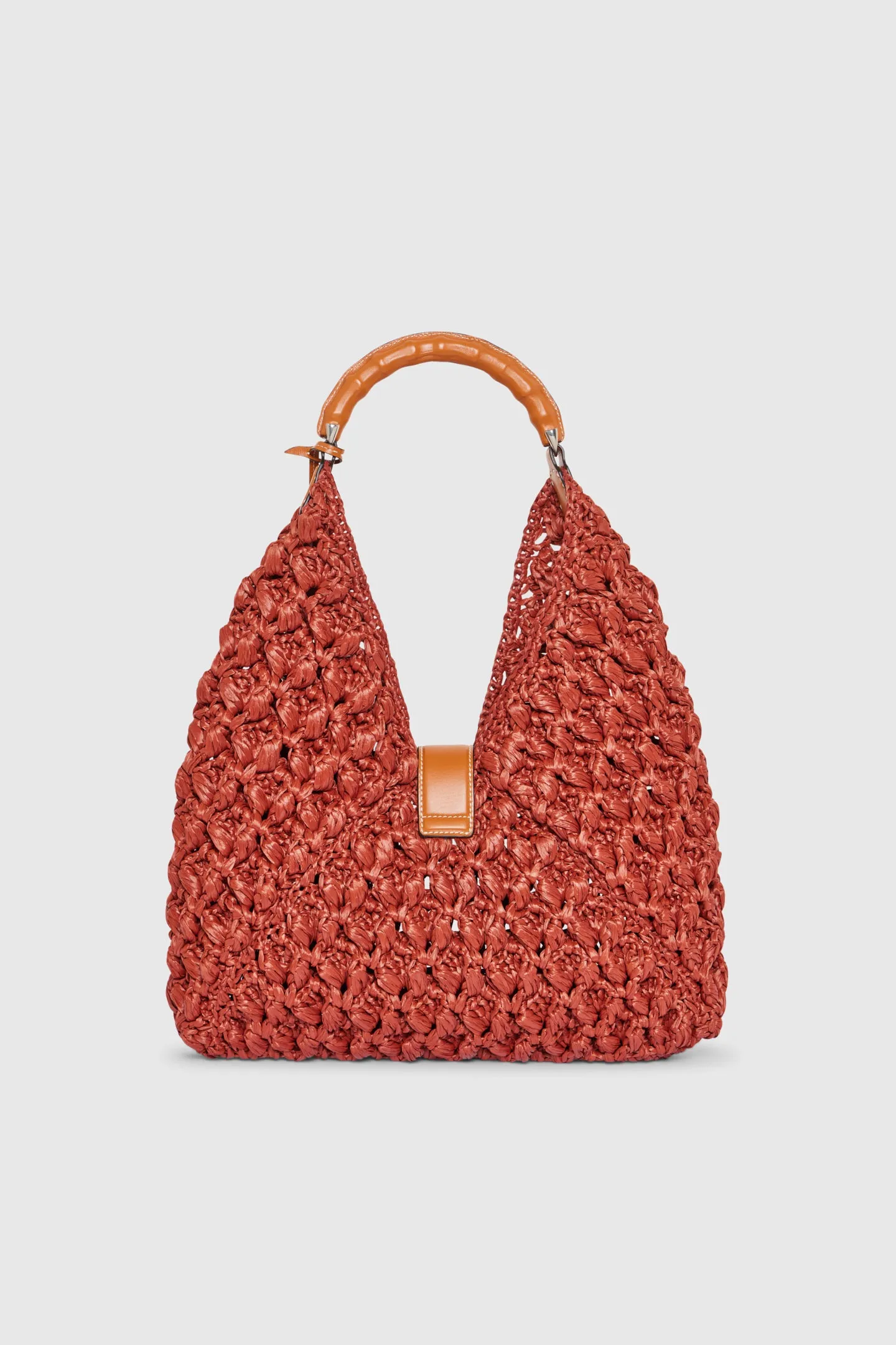 Hobo bag in raffia color leather with bamboo handle sold by Ermanno Scervino product image thumbnail 4