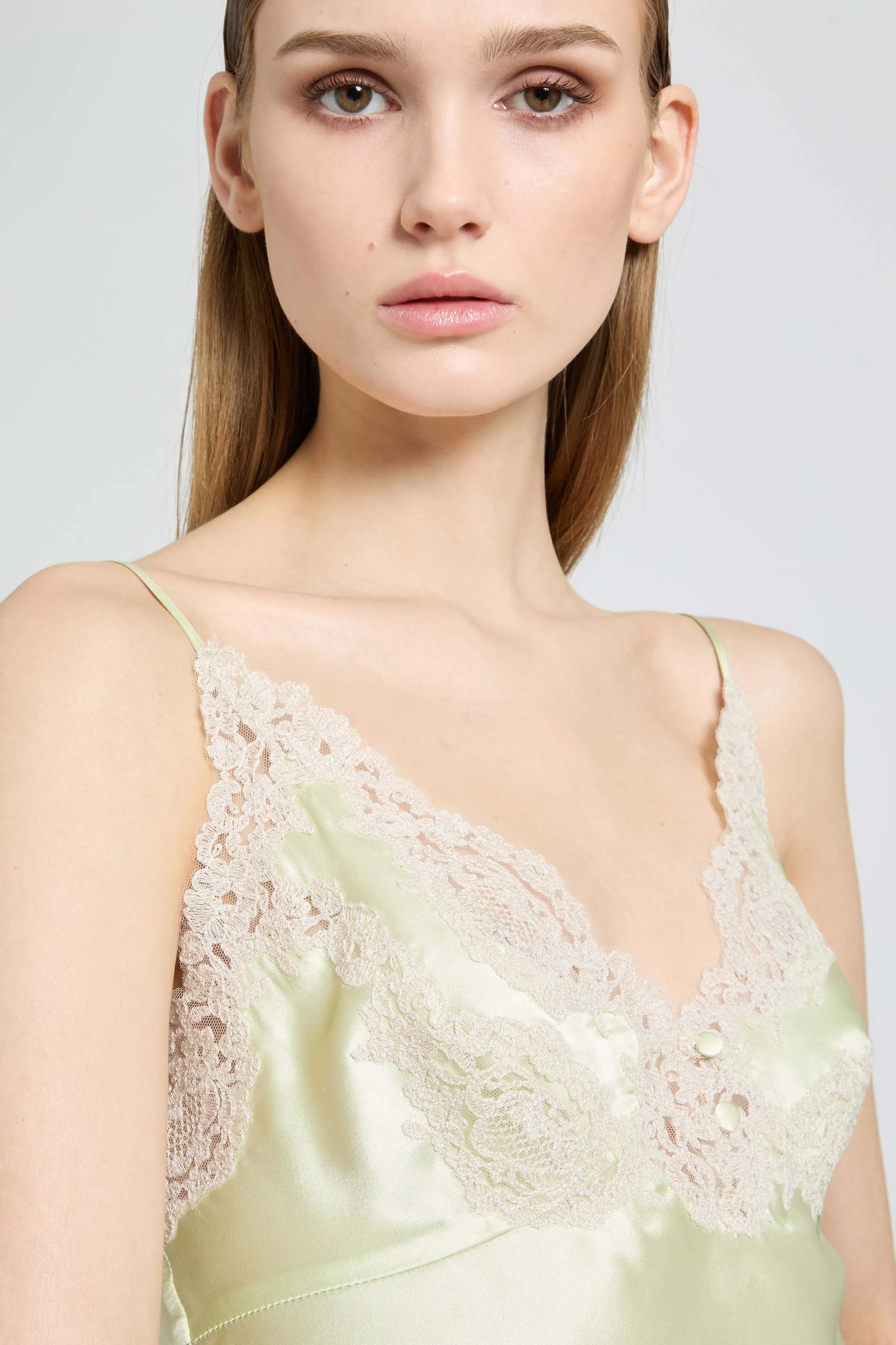 Lingerie-style silk satin top with contrasting lace sold by Ermanno Scervino product image thumbnail 3