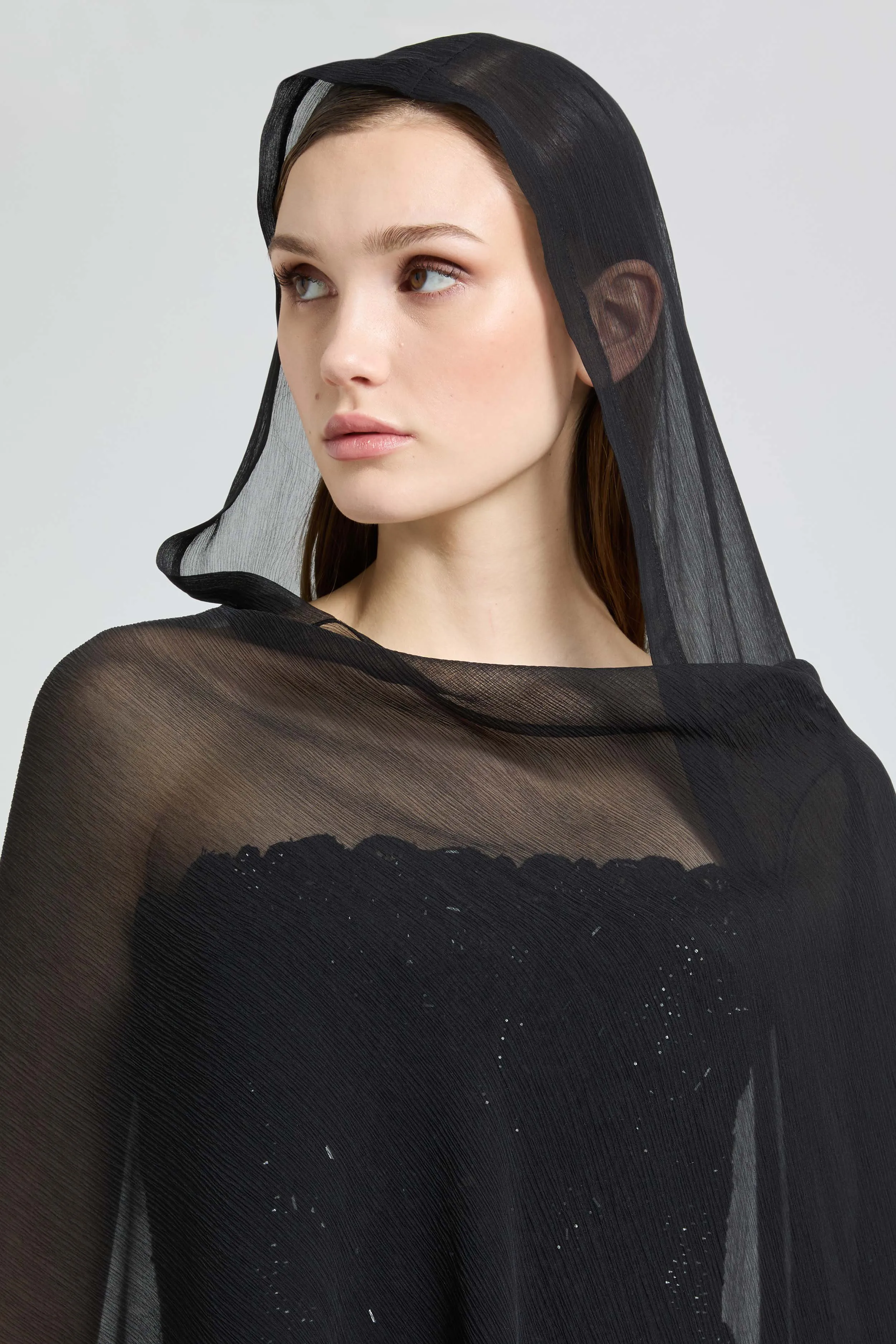 Silk crepon cape with hood sold by Ermanno Scervino product image thumbnail 3