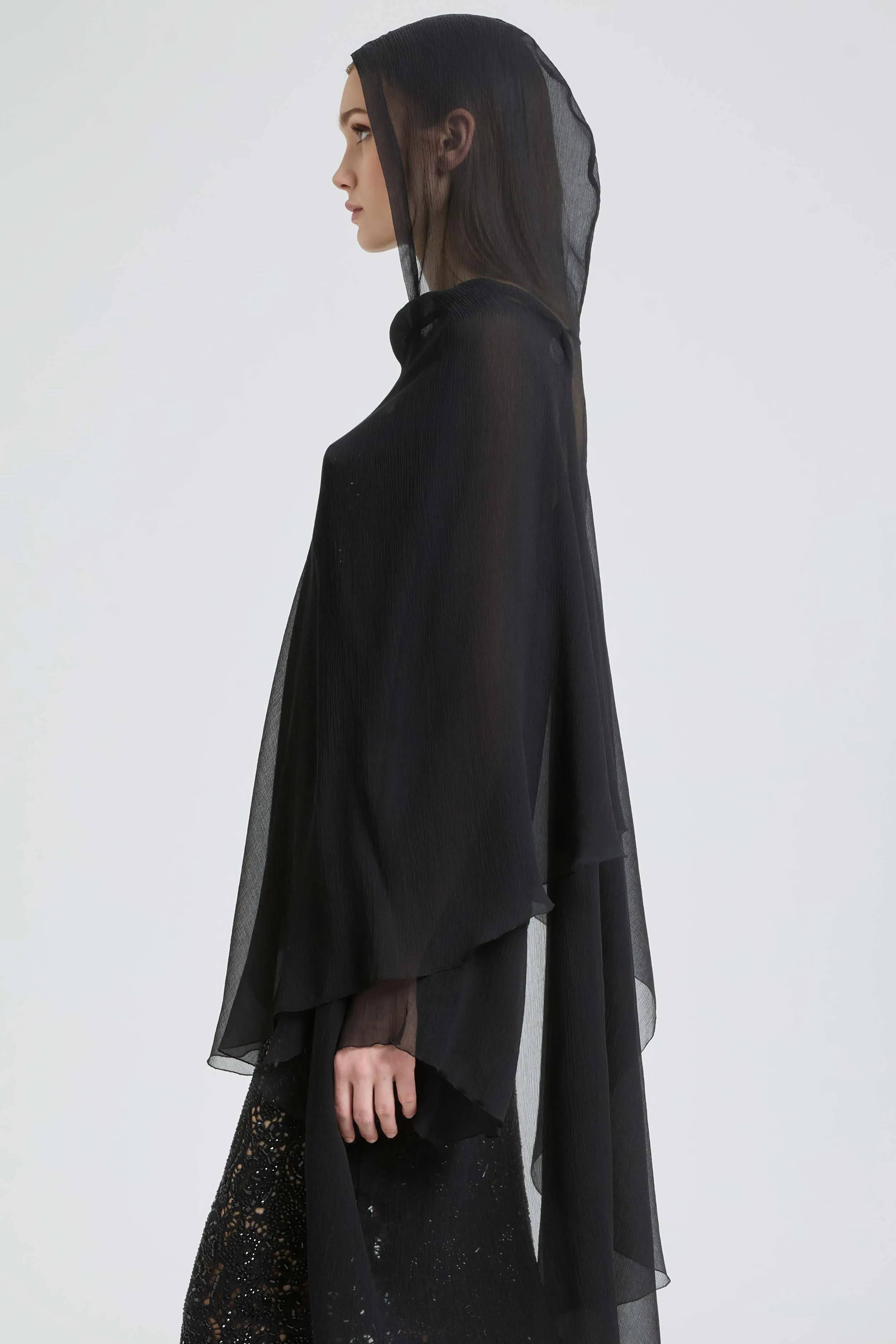 Silk crepon cape with hood sold by Ermanno Scervino product image thumbnail 4