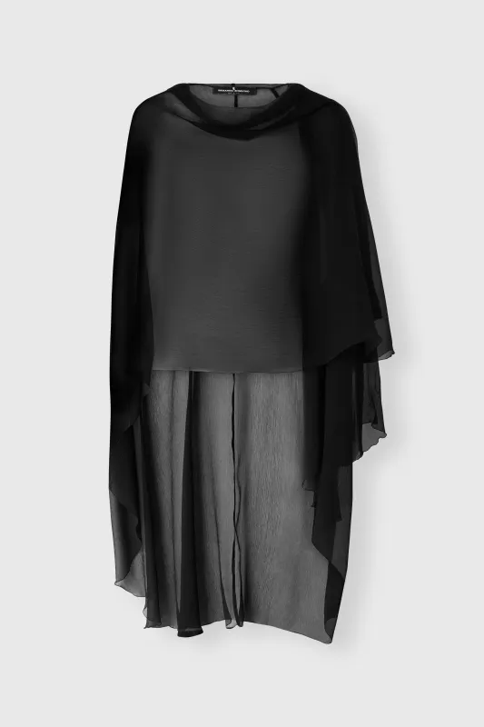 Silk crepon cape with hood made by Ermanno Scervino