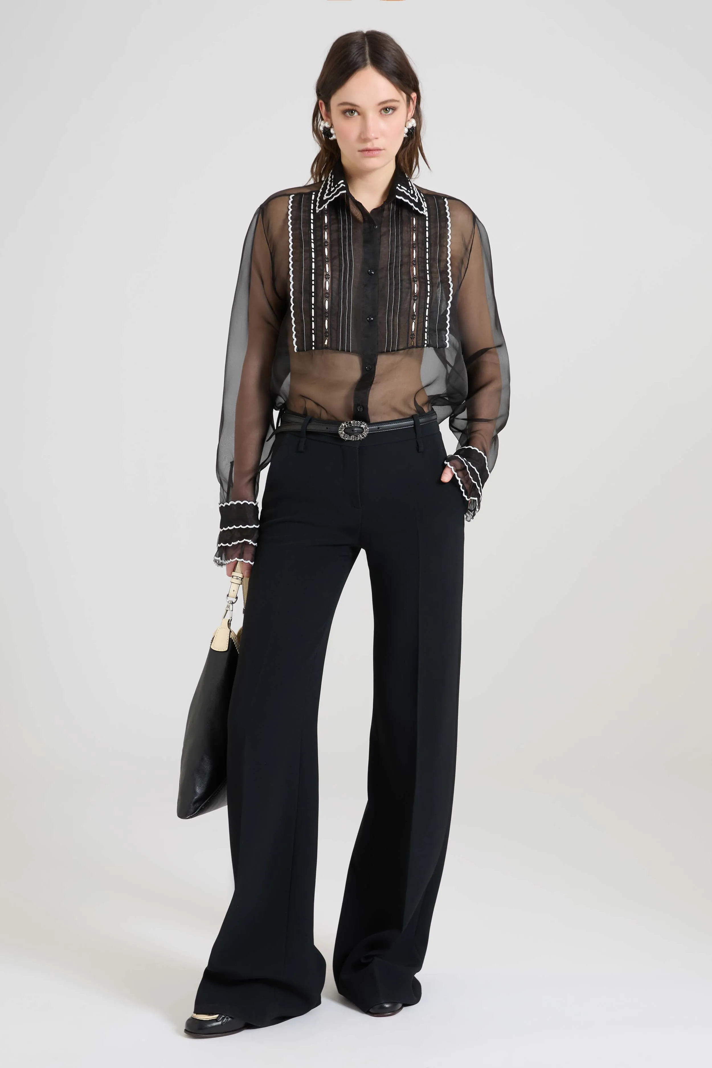 Black Interlock Bootcut Trousers sold by Ermanno Scervino product image thumbnail 2