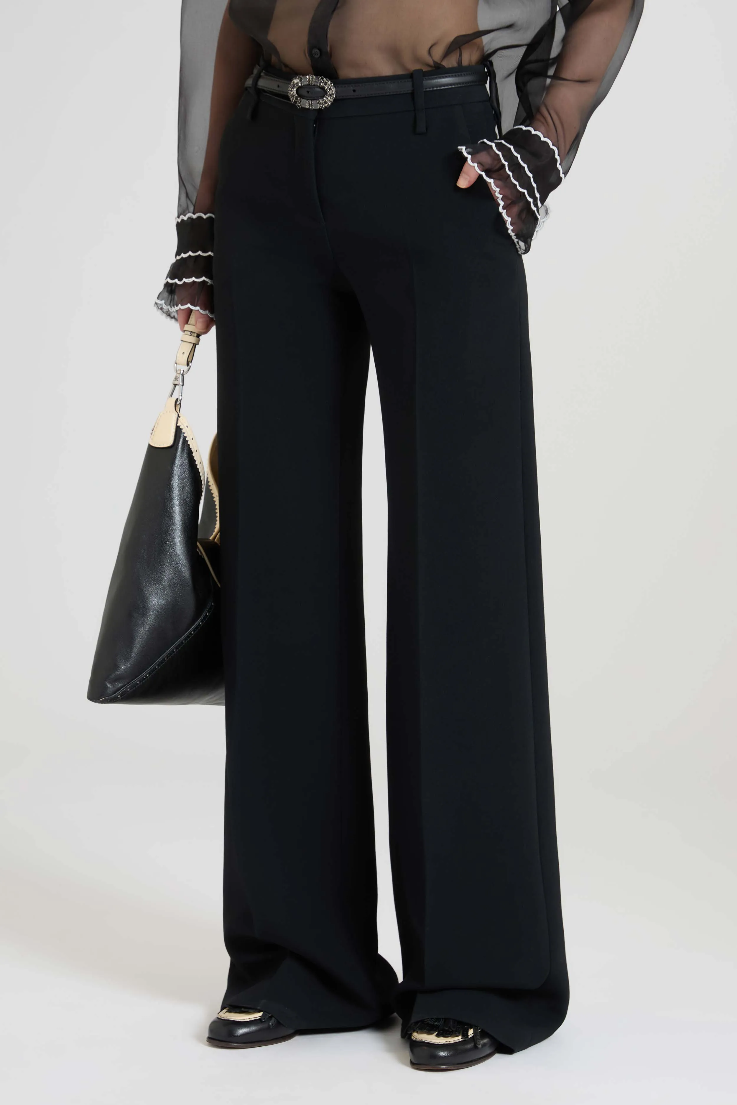 Black Interlock Bootcut Trousers sold by Ermanno Scervino product image thumbnail 3