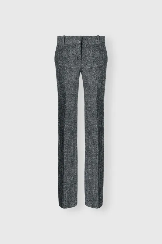 Bootcut Trousers in Wool Double with Yarn-Dyed Resca Pattern made by Ermanno Scervino