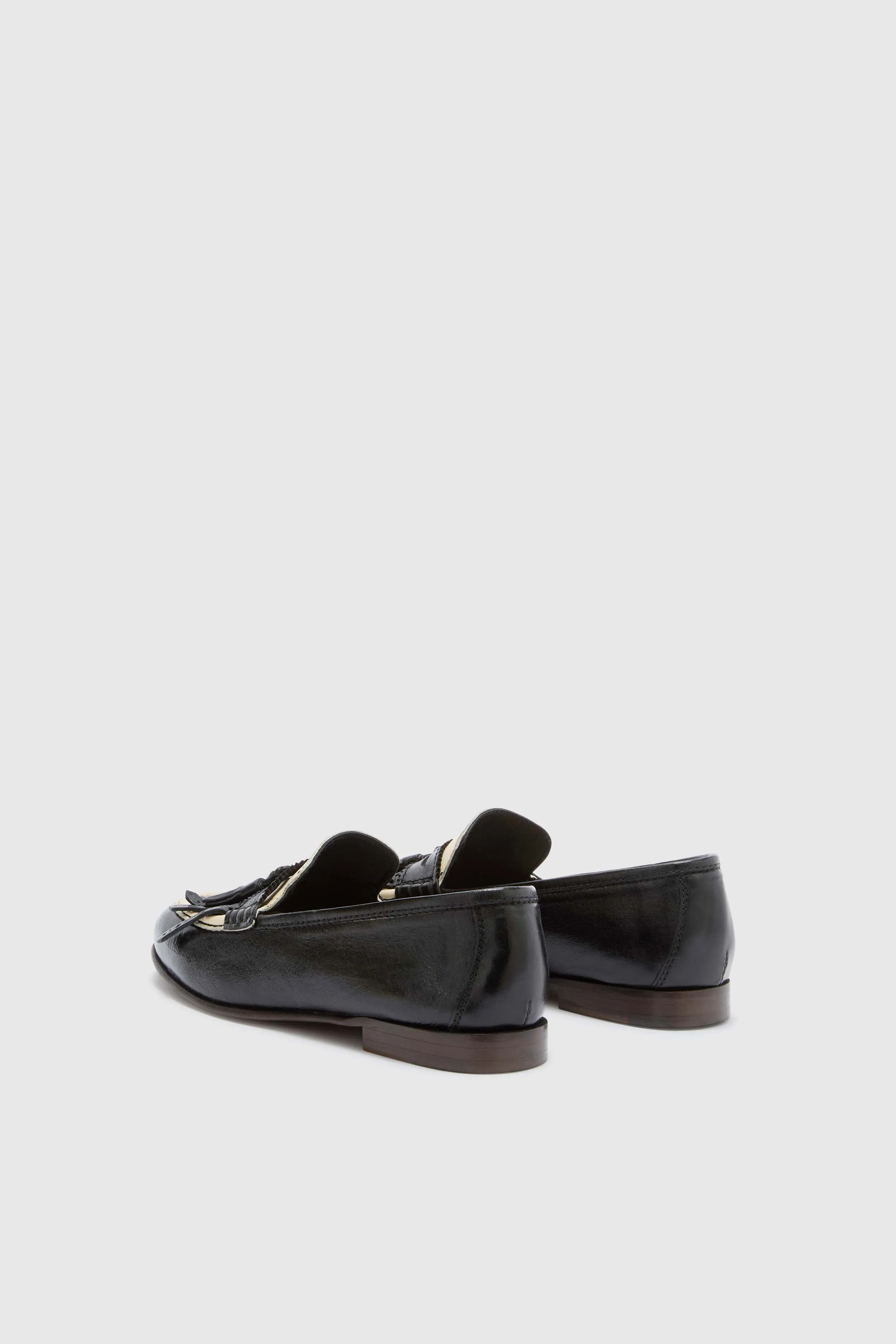 Black College loafers in vintage-effect shearling leather with tassels sold by Ermanno Scervino product image thumbnail 4